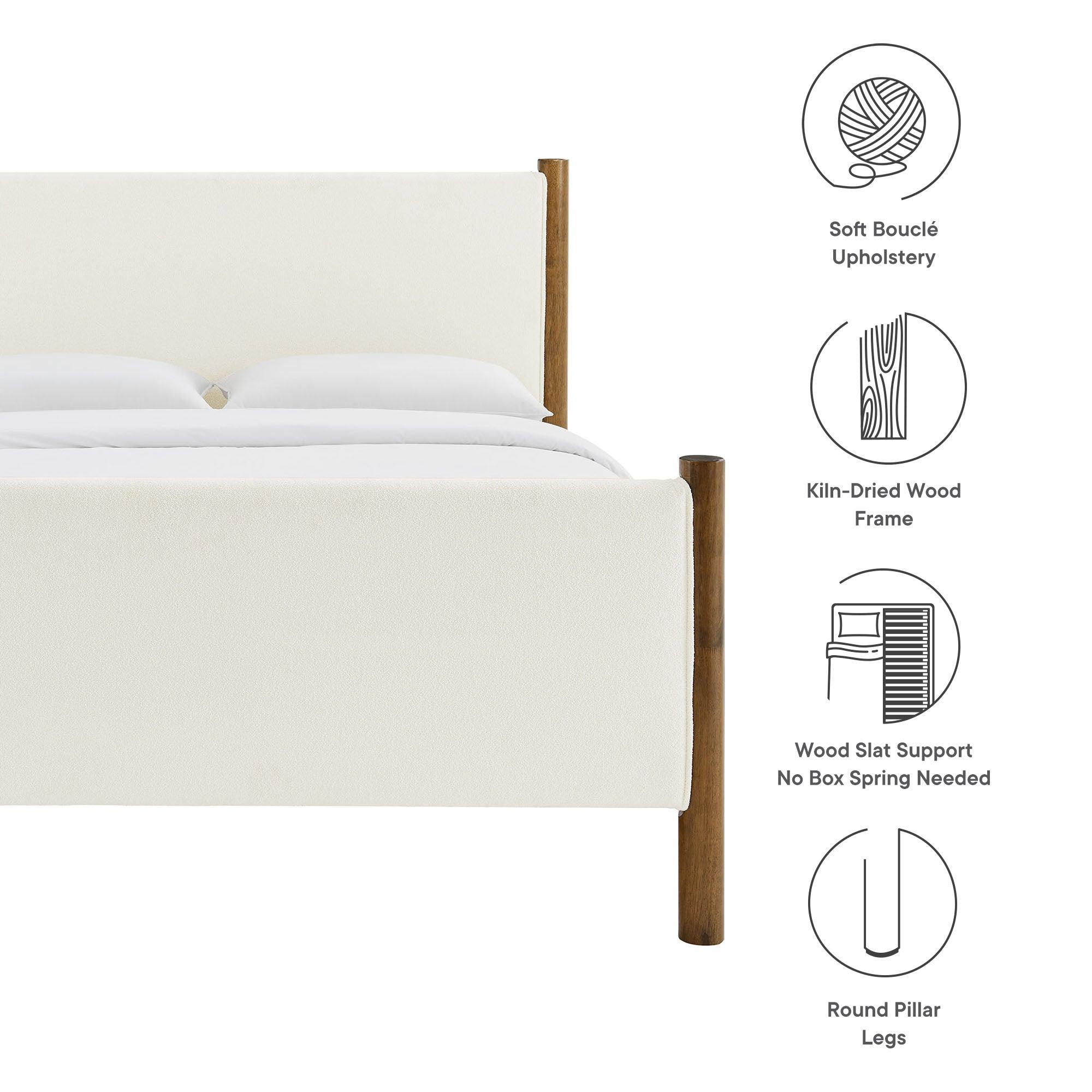 Maven Size Boucle Upholstered Platform Bed