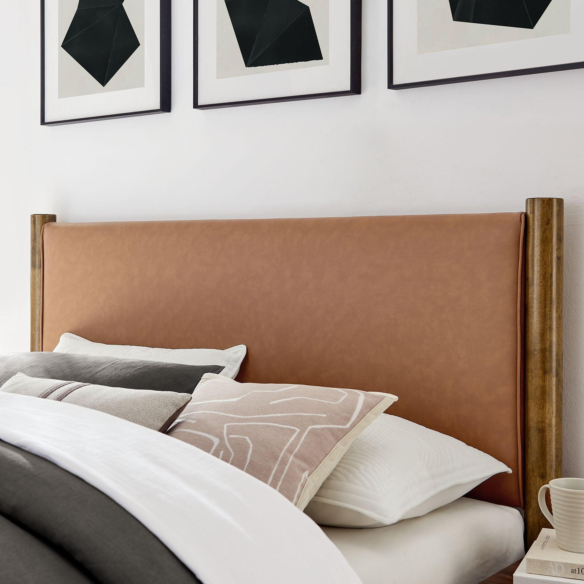 Maven Size Vegan Leather Upholstered Platform Bed