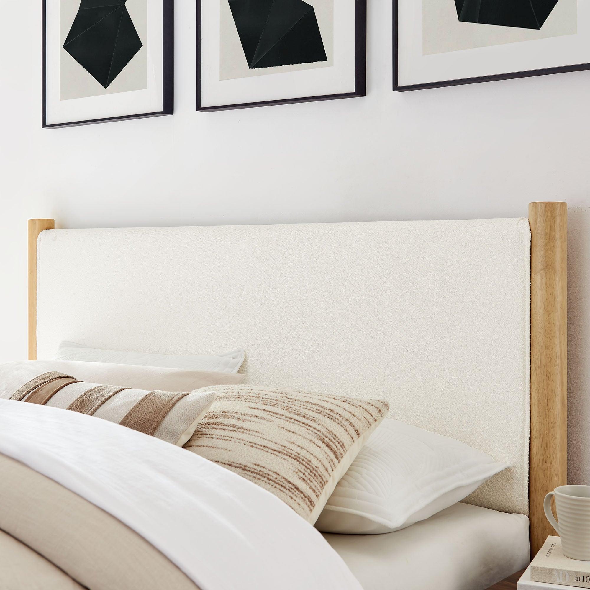 Maven Size Boucle Upholstered Platform Bed