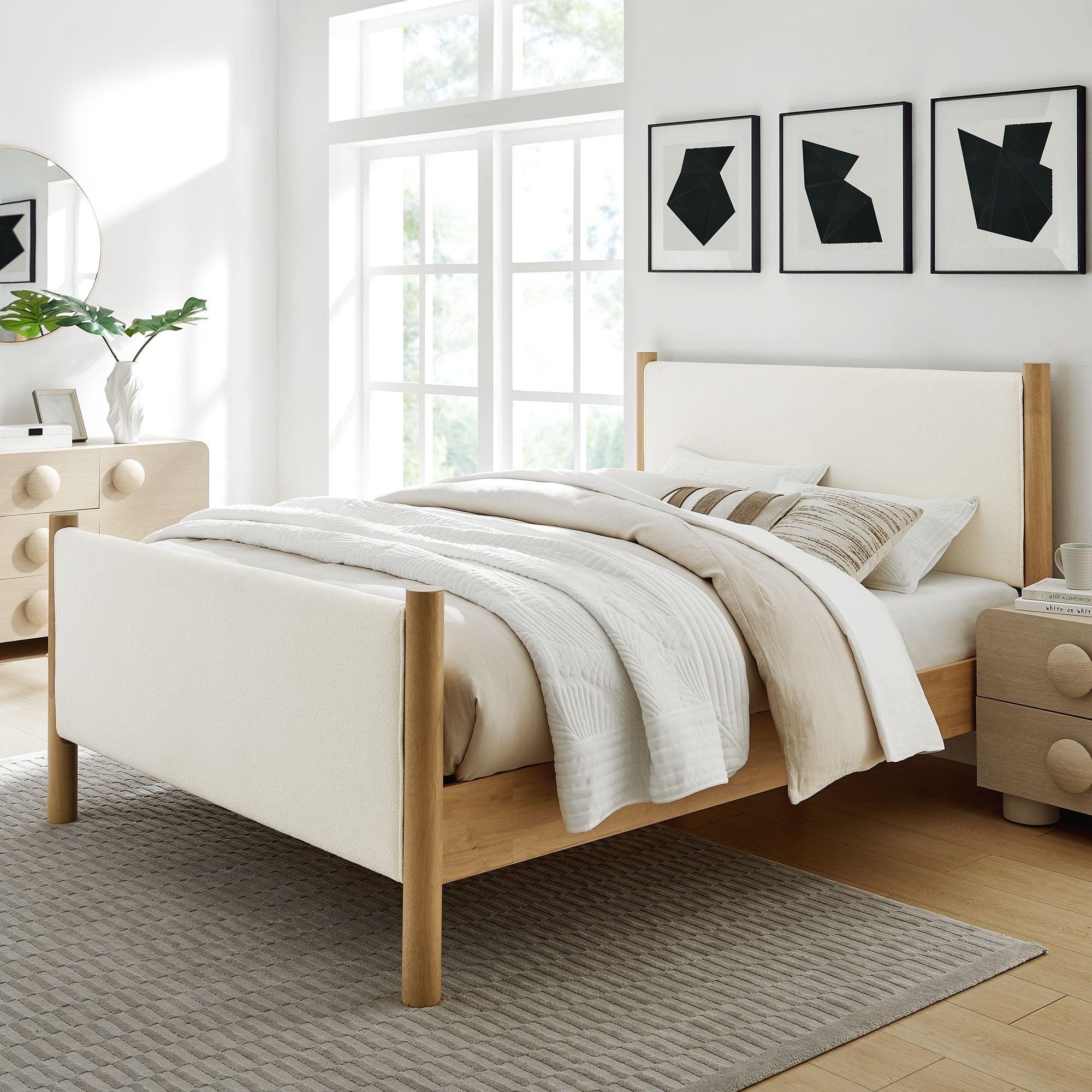 Maven Size Boucle Upholstered Platform Bed