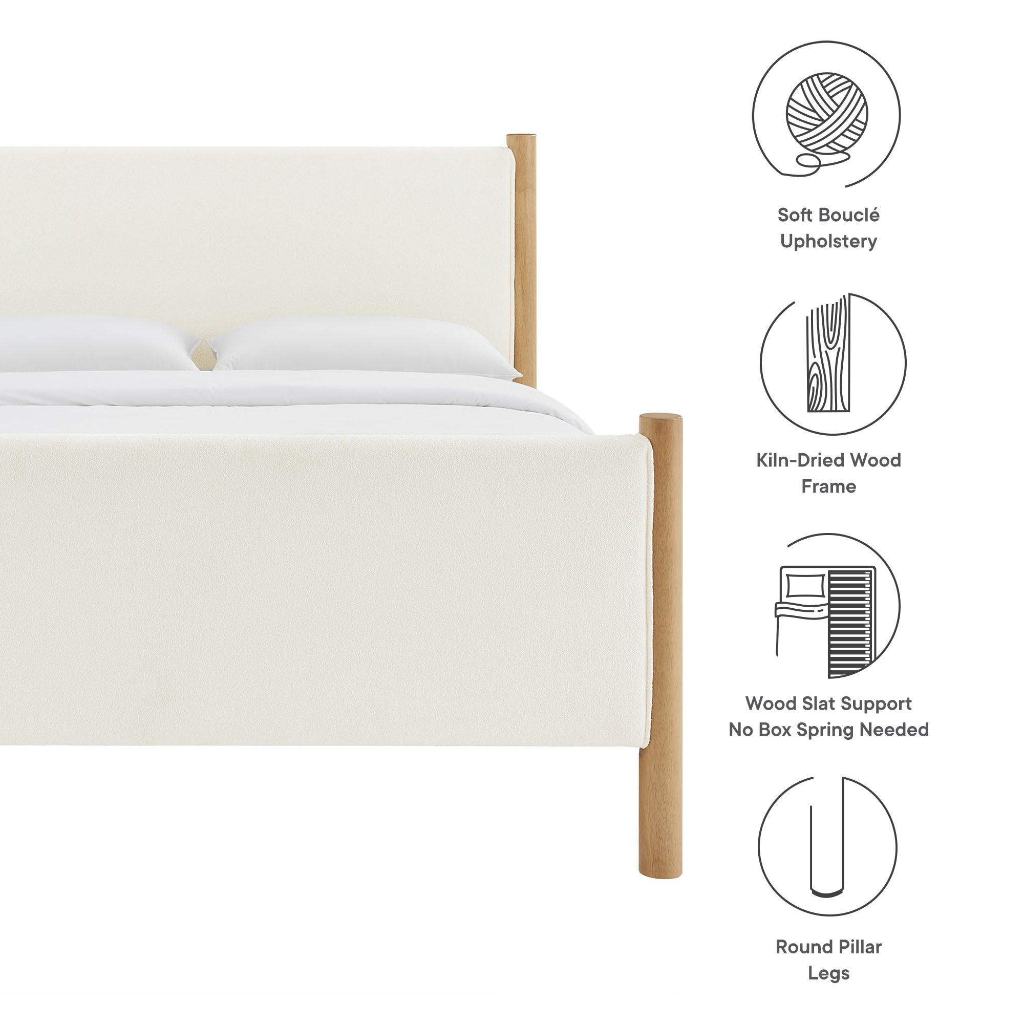 Maven Size Boucle Upholstered Platform Bed
