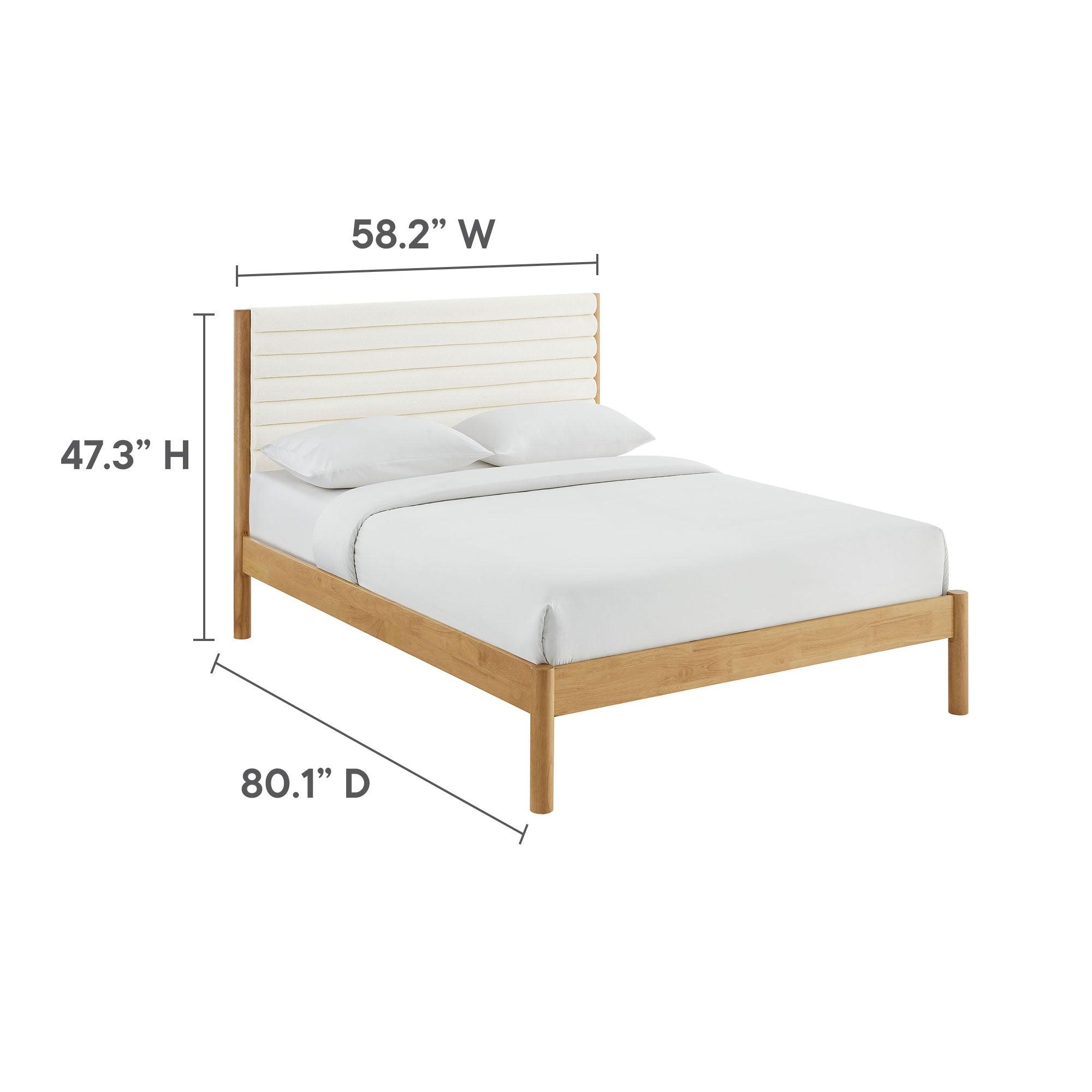 Olea Channel Tufted Boucle Solid Wood Platform Bed