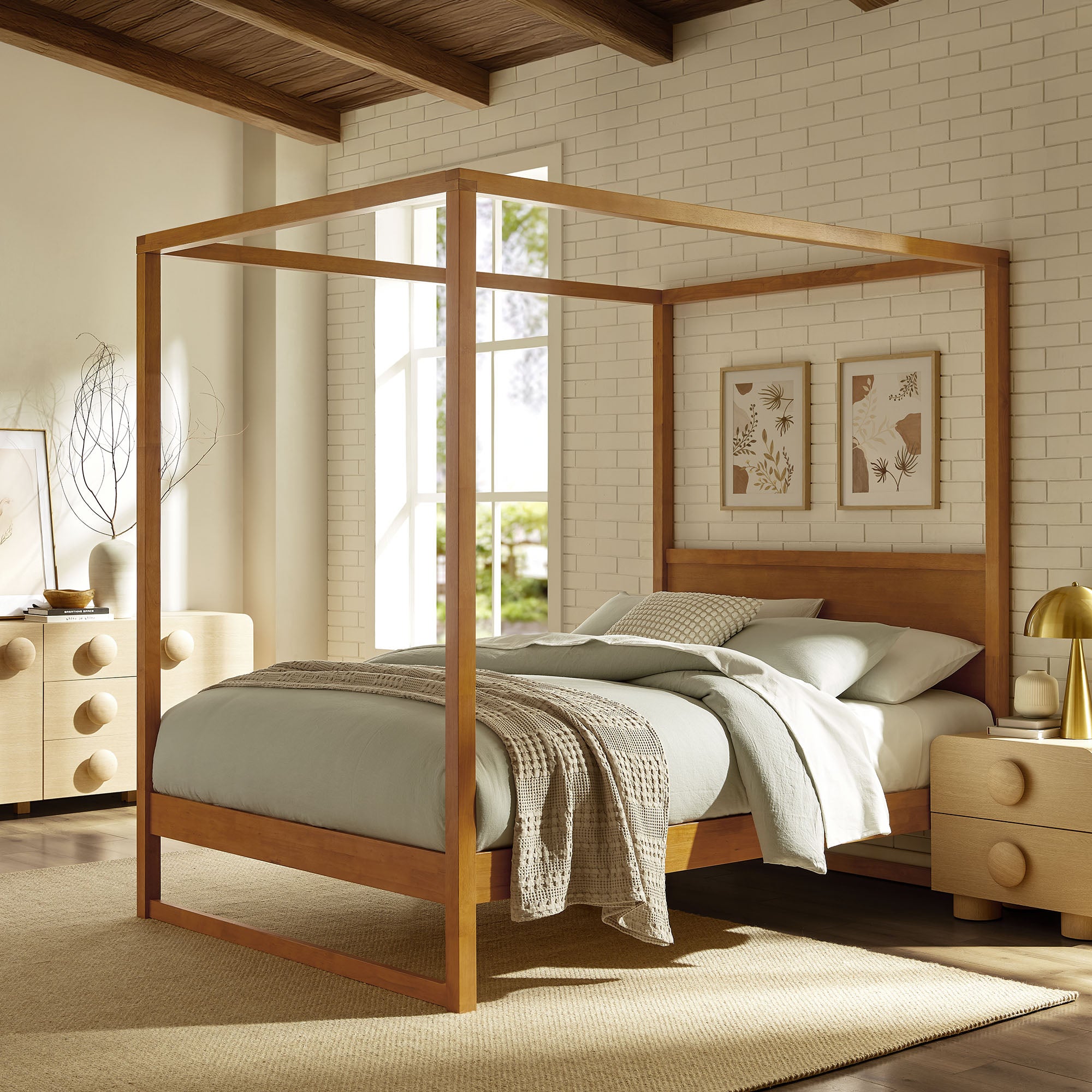 Alva Wood Canopy Platform Bed