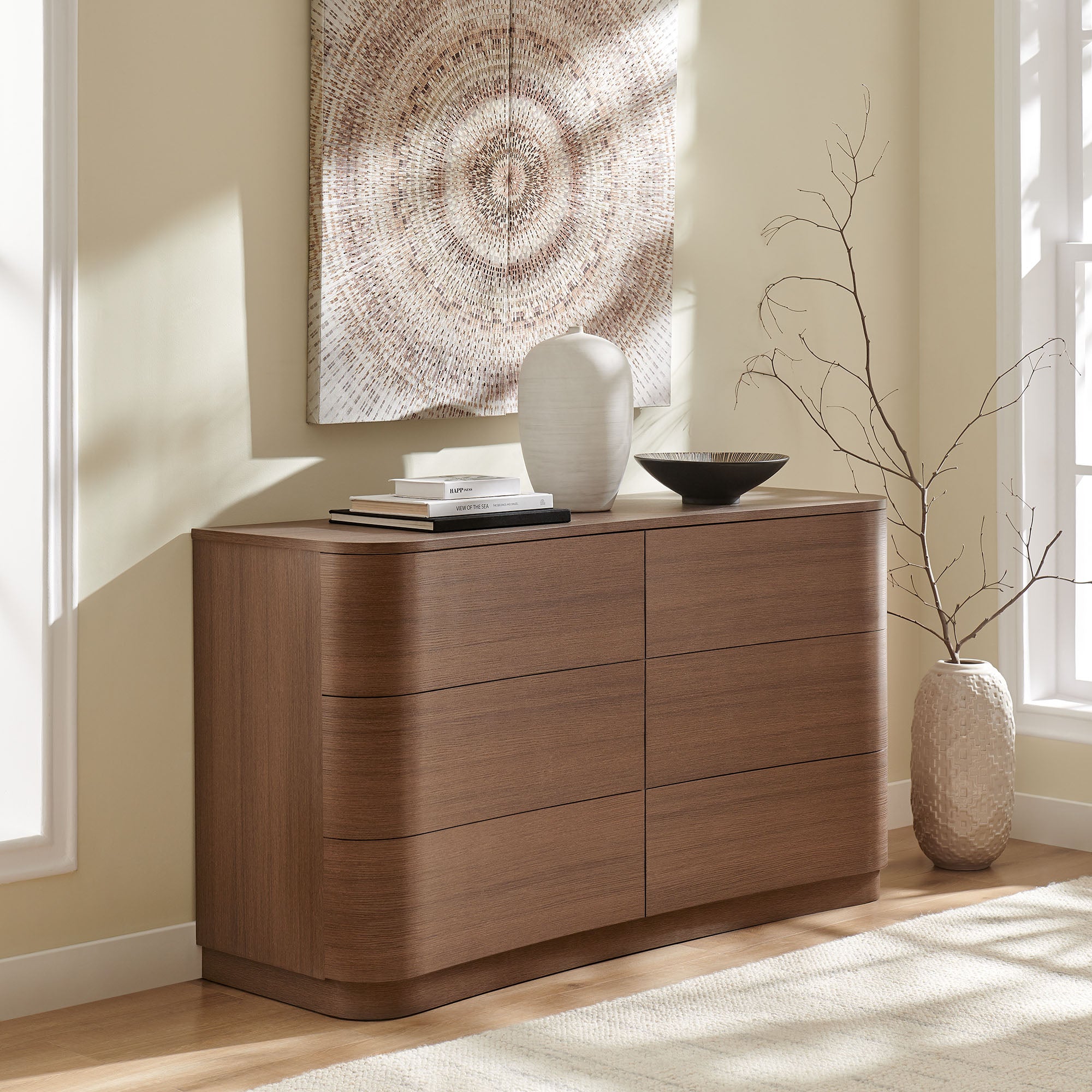 Mirae 6-Drawer Curved Dresser