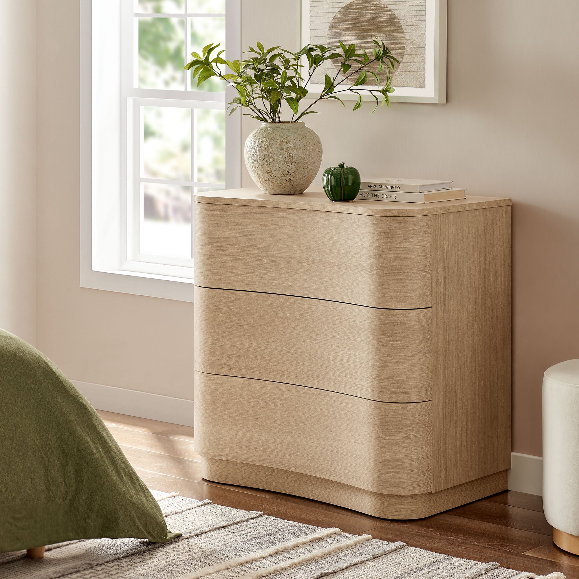 Mirae 3-Drawer Curved Compact Dresser