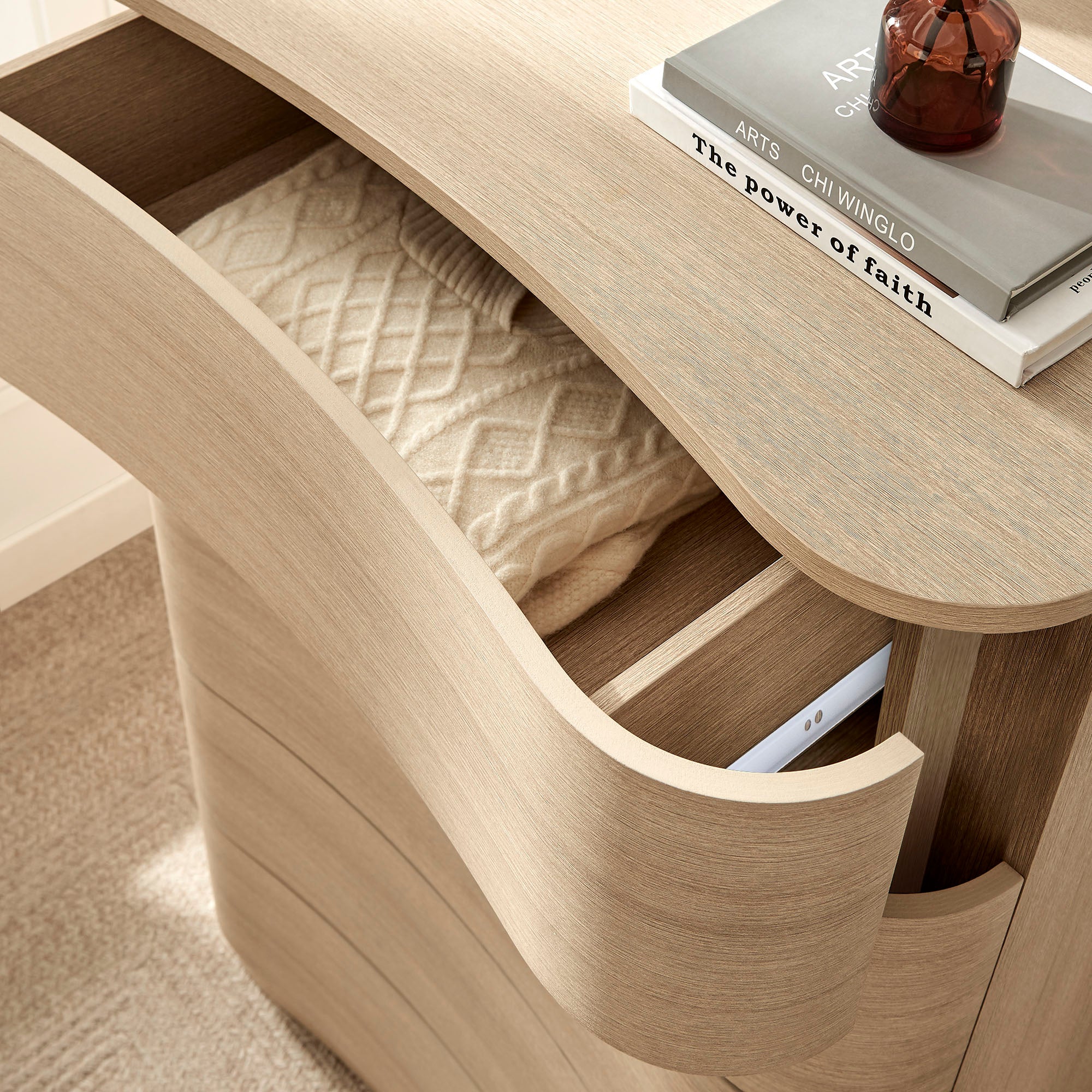 Mirae 5-Drawer Curved Dresser Chest of Drawers