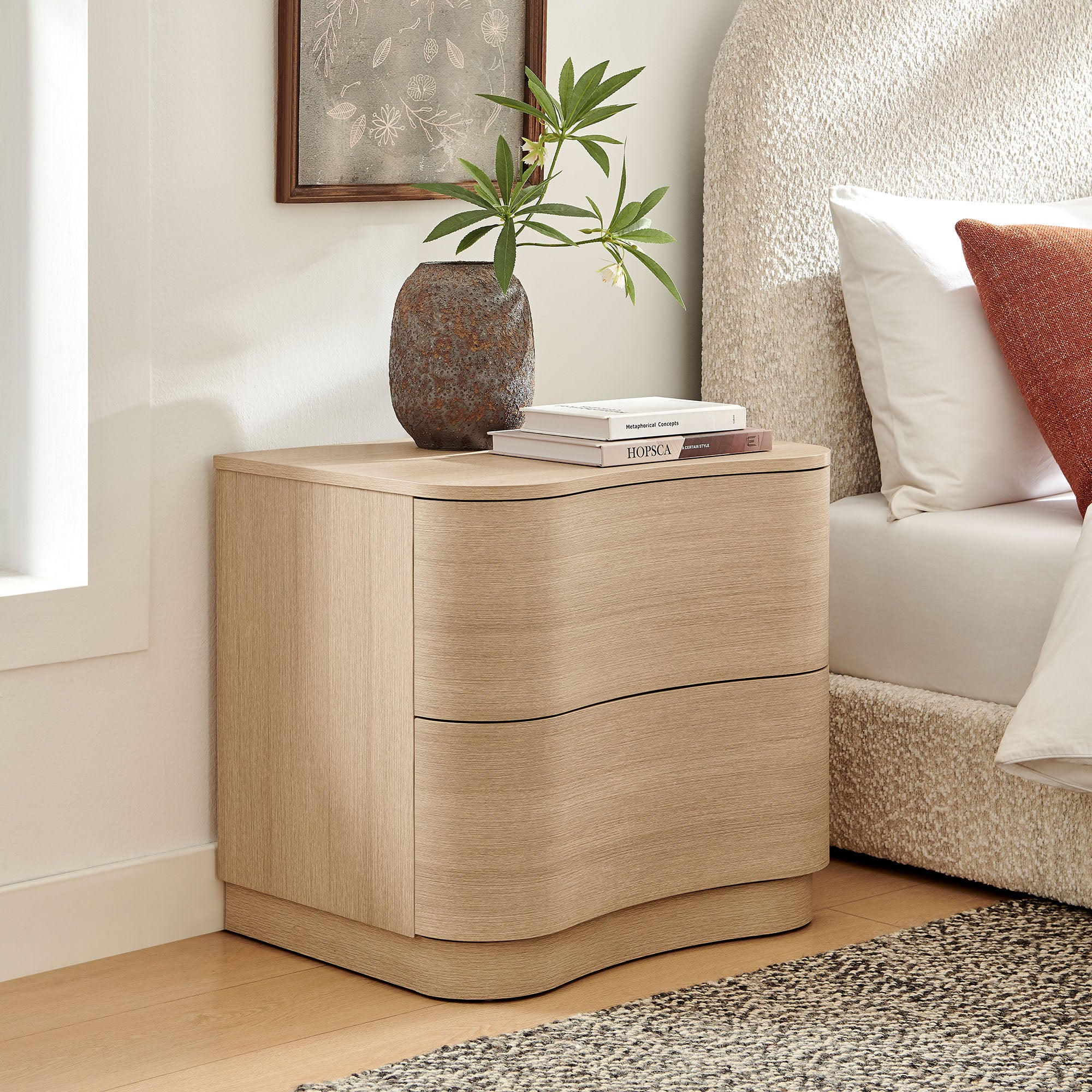 Mirae 2-Drawer Curved Nightstand