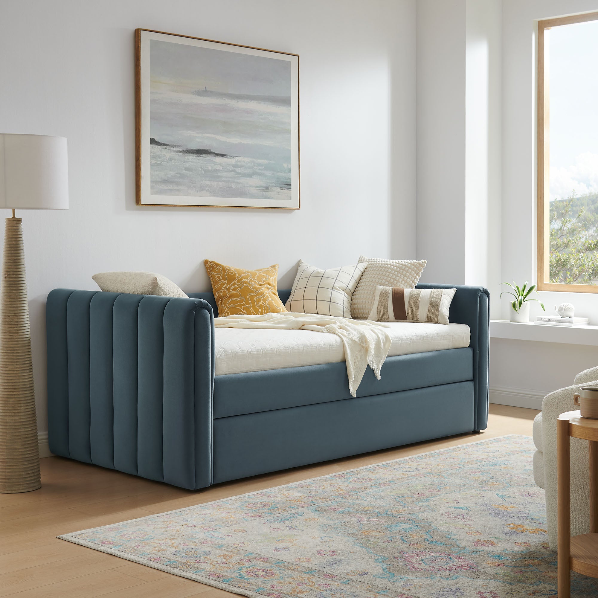 Veyla Channel Tufted Performance Velvet Daybed With Trundle