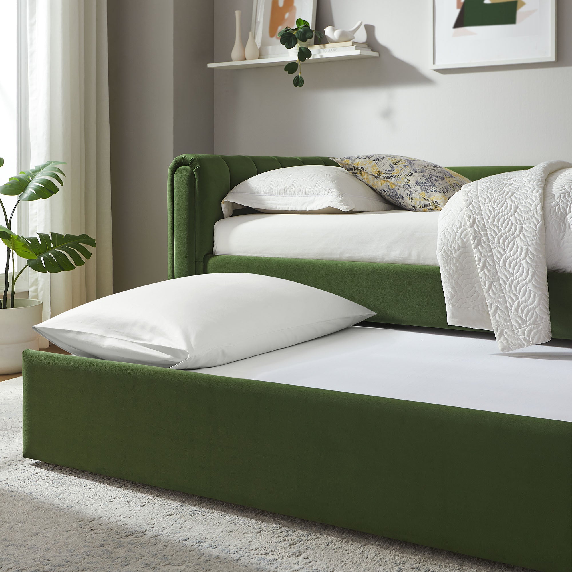 Veyla Channel Tufted Performance Velvet Daybed With Trundle