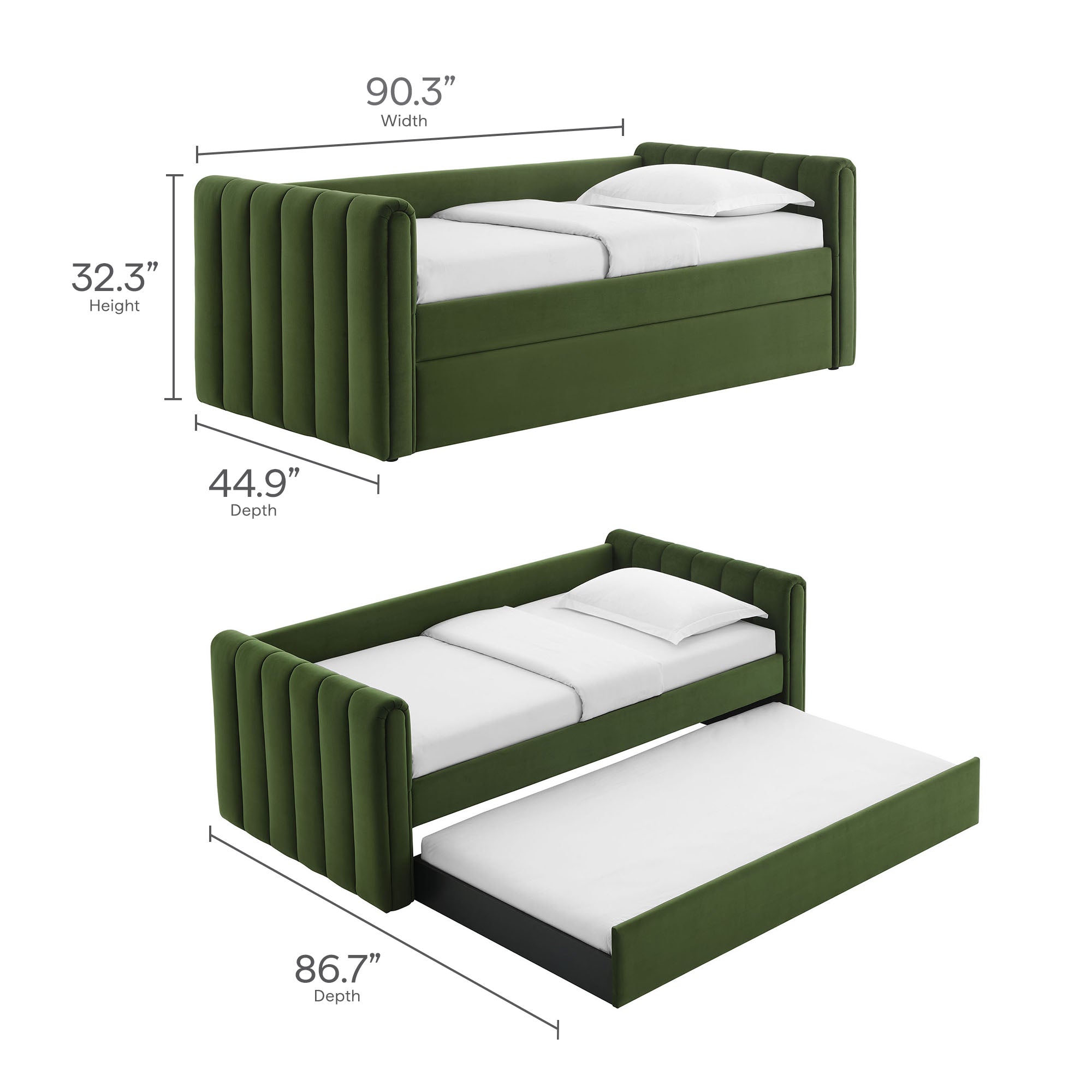 Veyla Channel Tufted Performance Velvet Daybed With Trundle