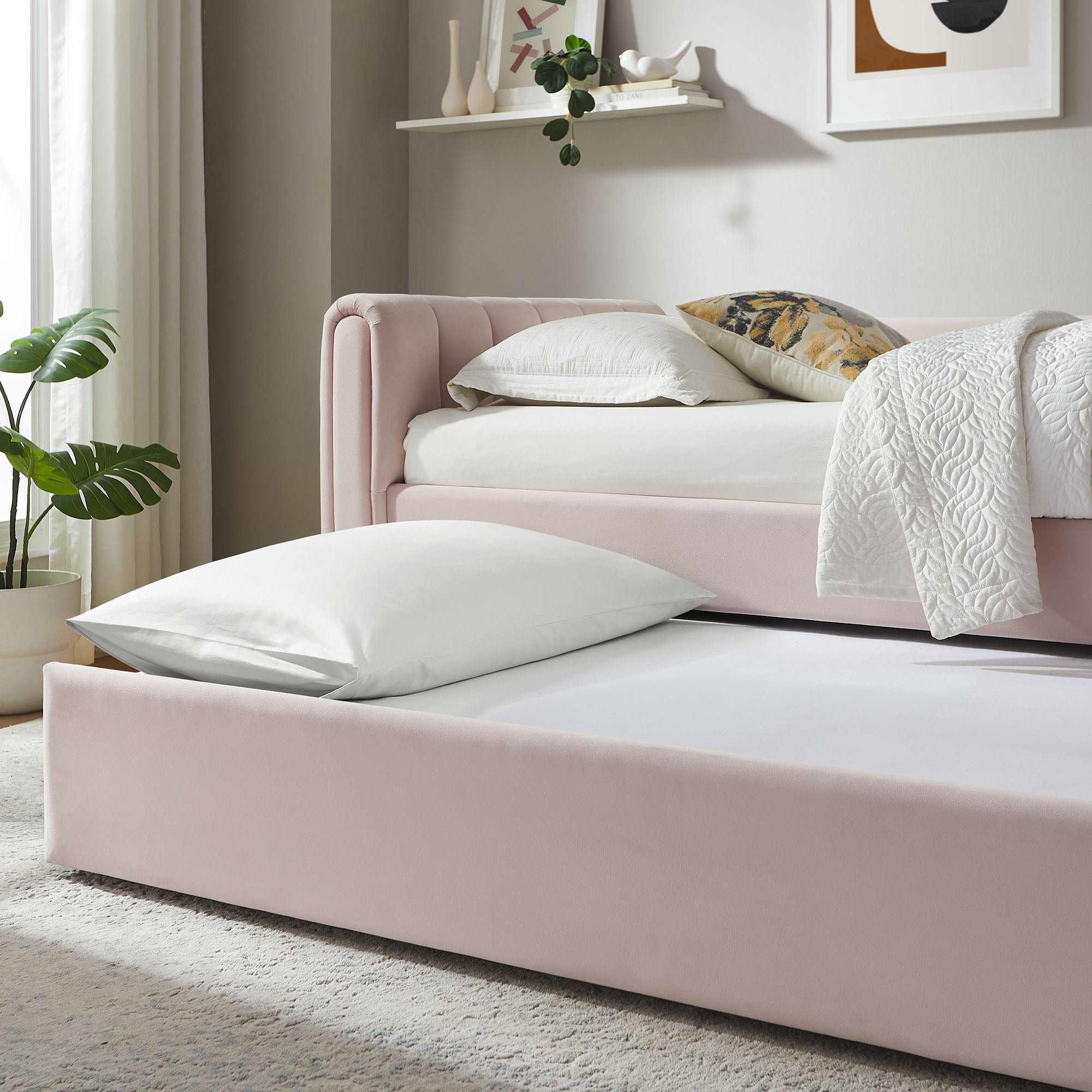 Veyla Channel Tufted Performance Velvet Daybed With Trundle