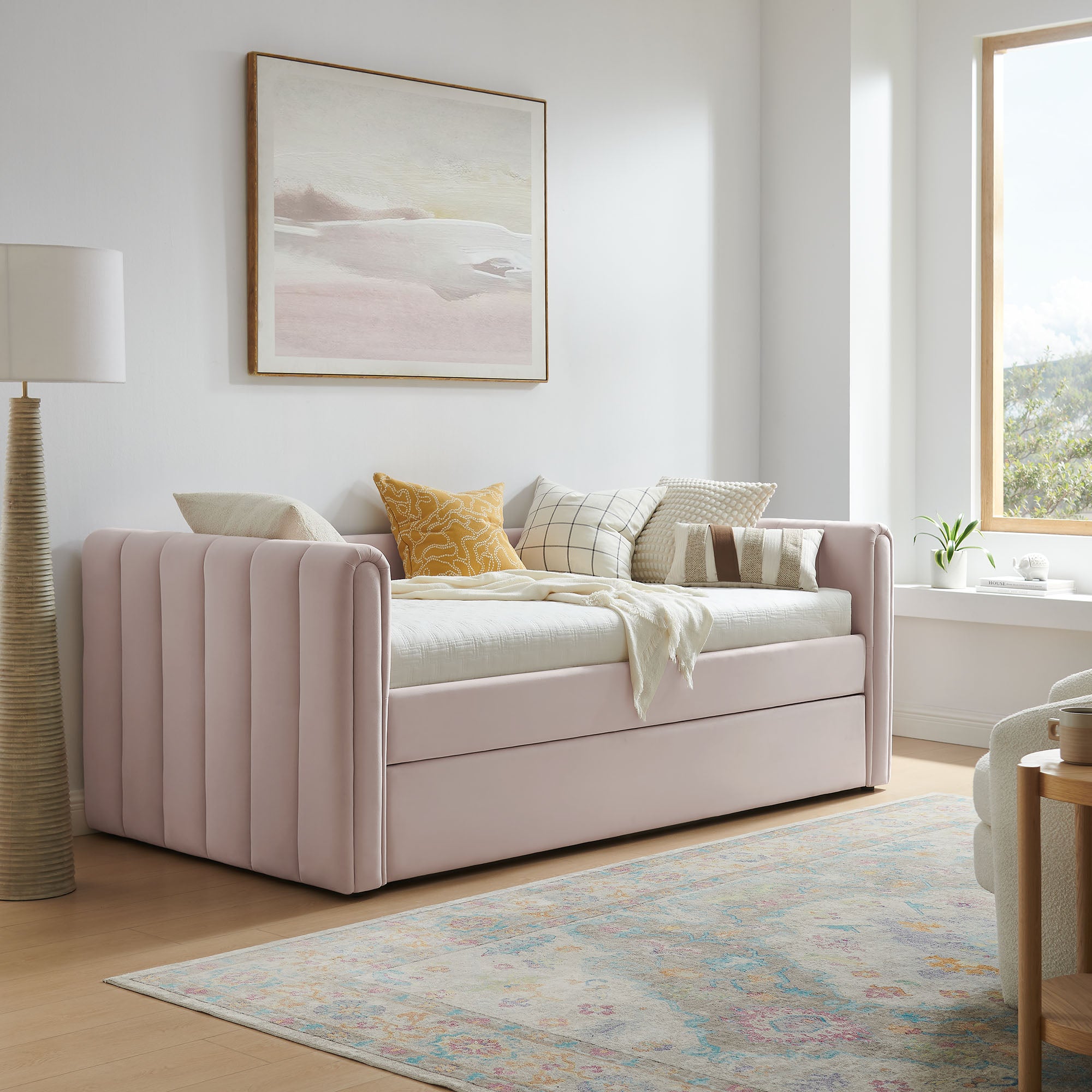 Veyla Channel Tufted Performance Velvet Daybed With Trundle