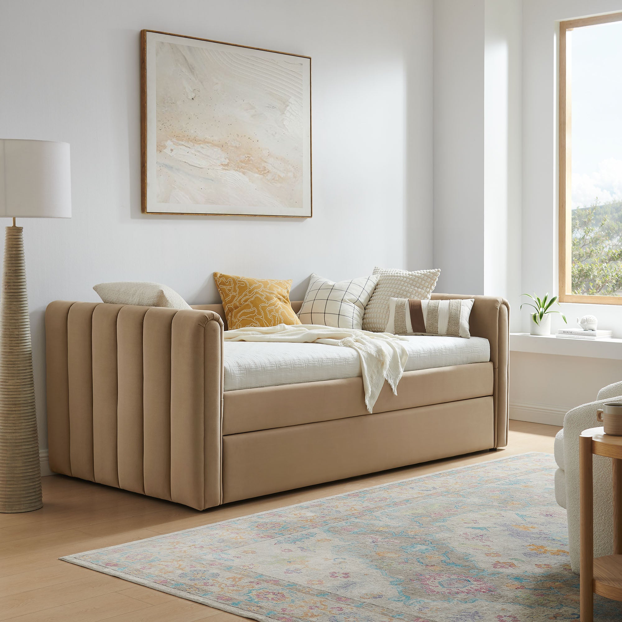 Veyla Channel Tufted Performance Velvet Daybed With Trundle