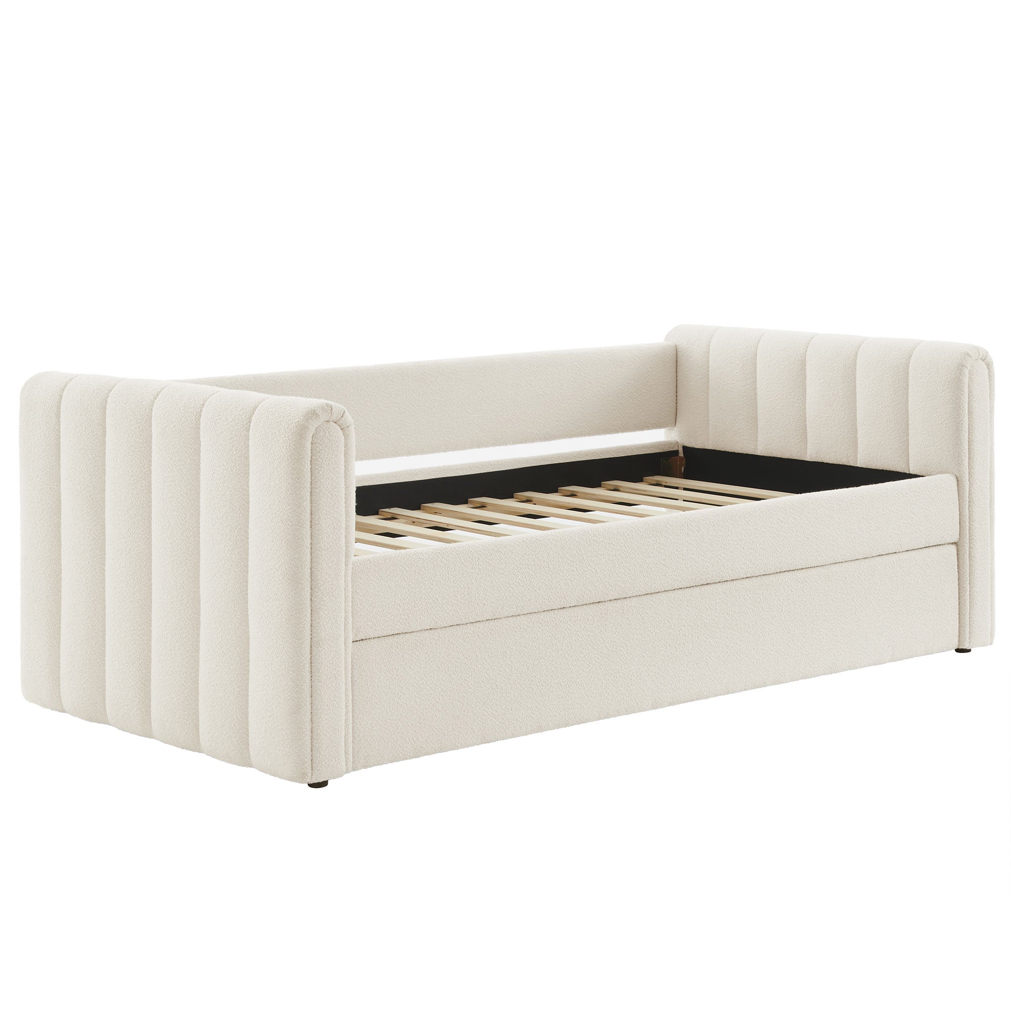 Veyla Channel Tufted Boucle Daybed With Trundle