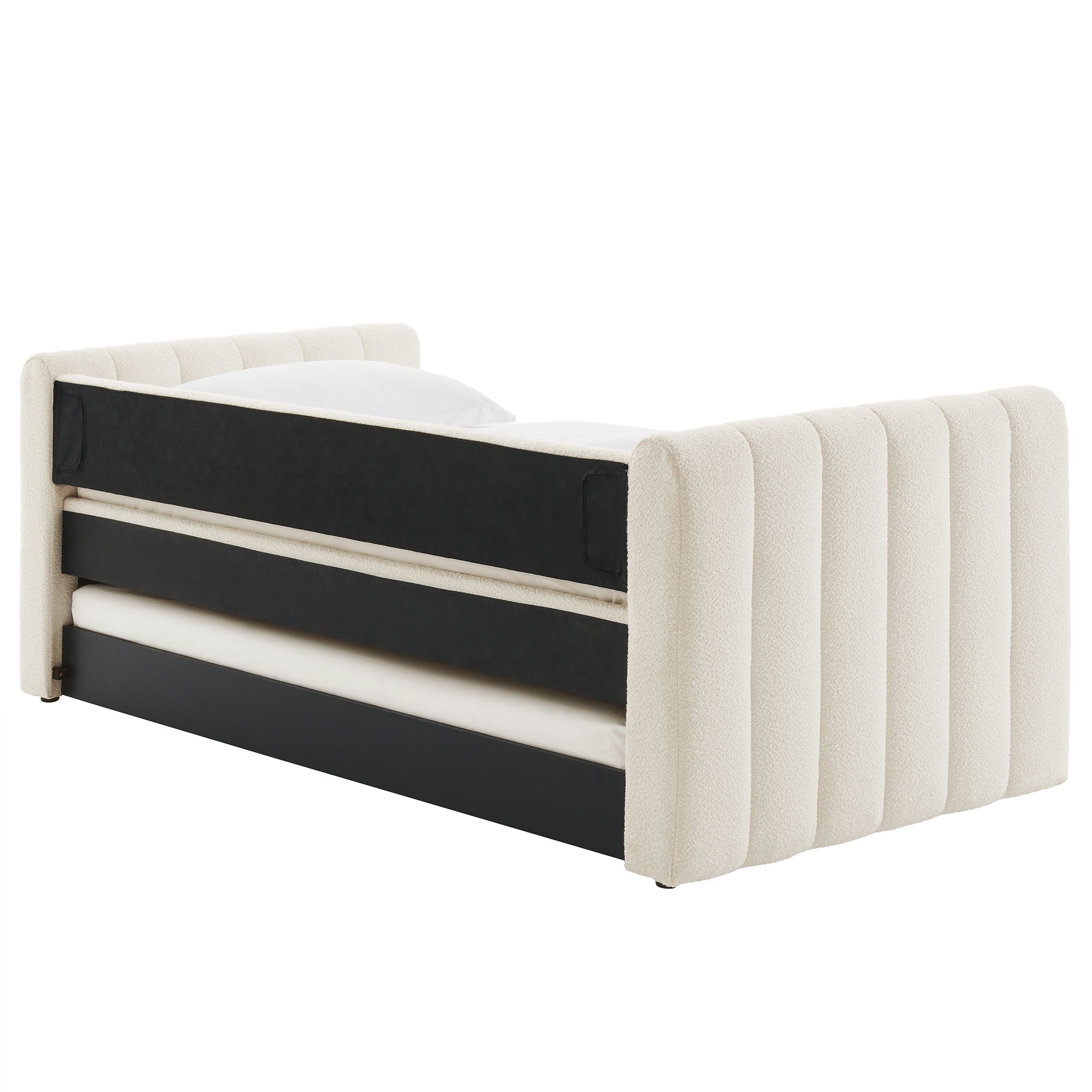 Veyla Channel Tufted Boucle Daybed With Trundle
