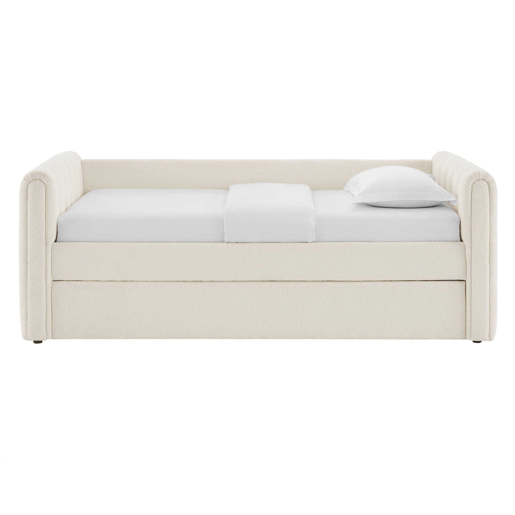 Veyla Channel Tufted Boucle Daybed With Trundle
