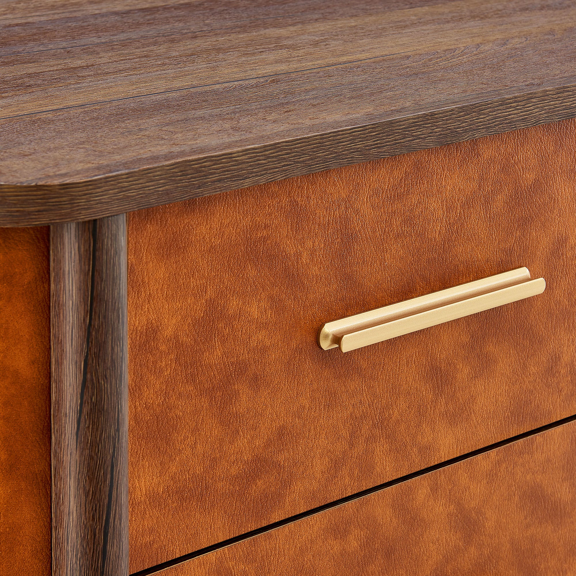 Coralie 2-Drawer Curved Vegan Leather Nightstand