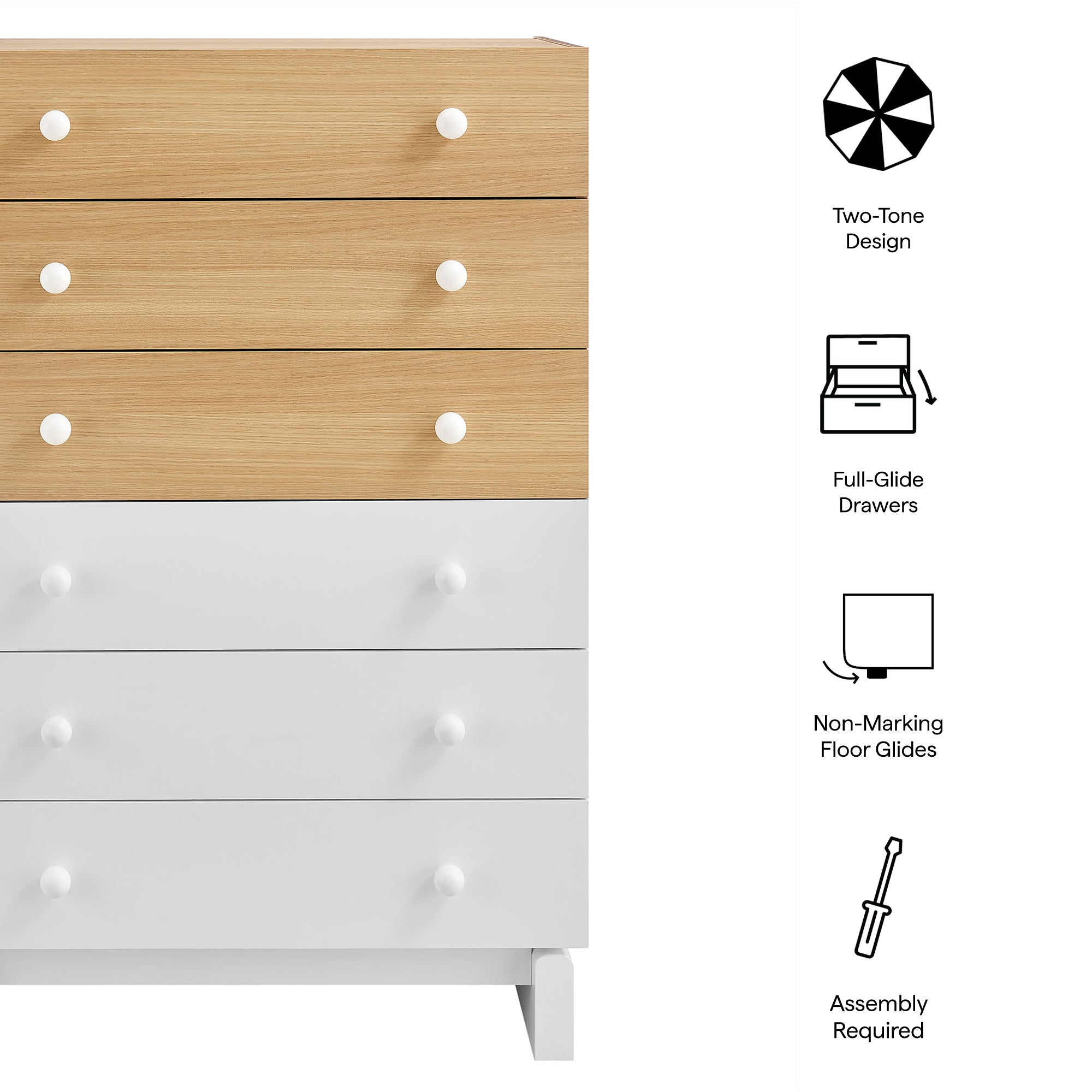 Nolia 6-Drawer Color Block Dresser Chest