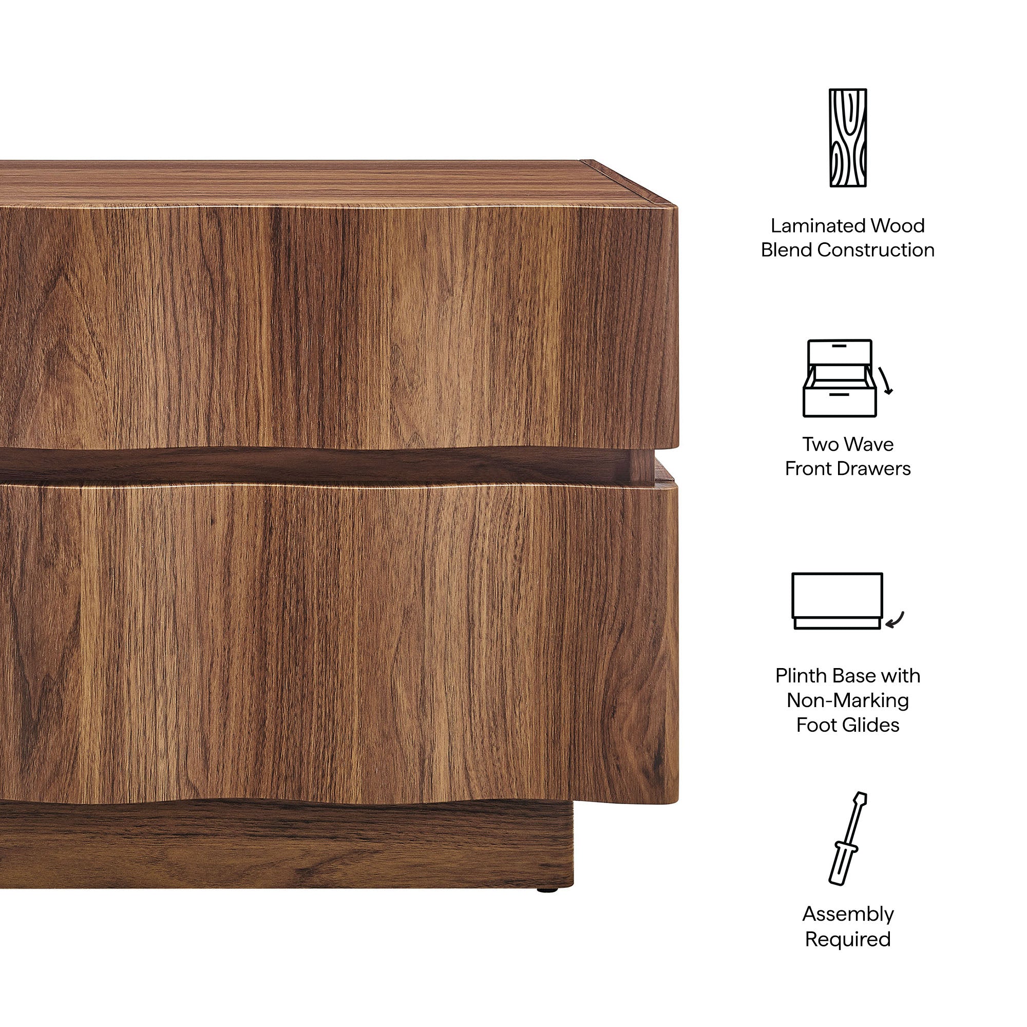 Isola 2 Drawer Nightstand
