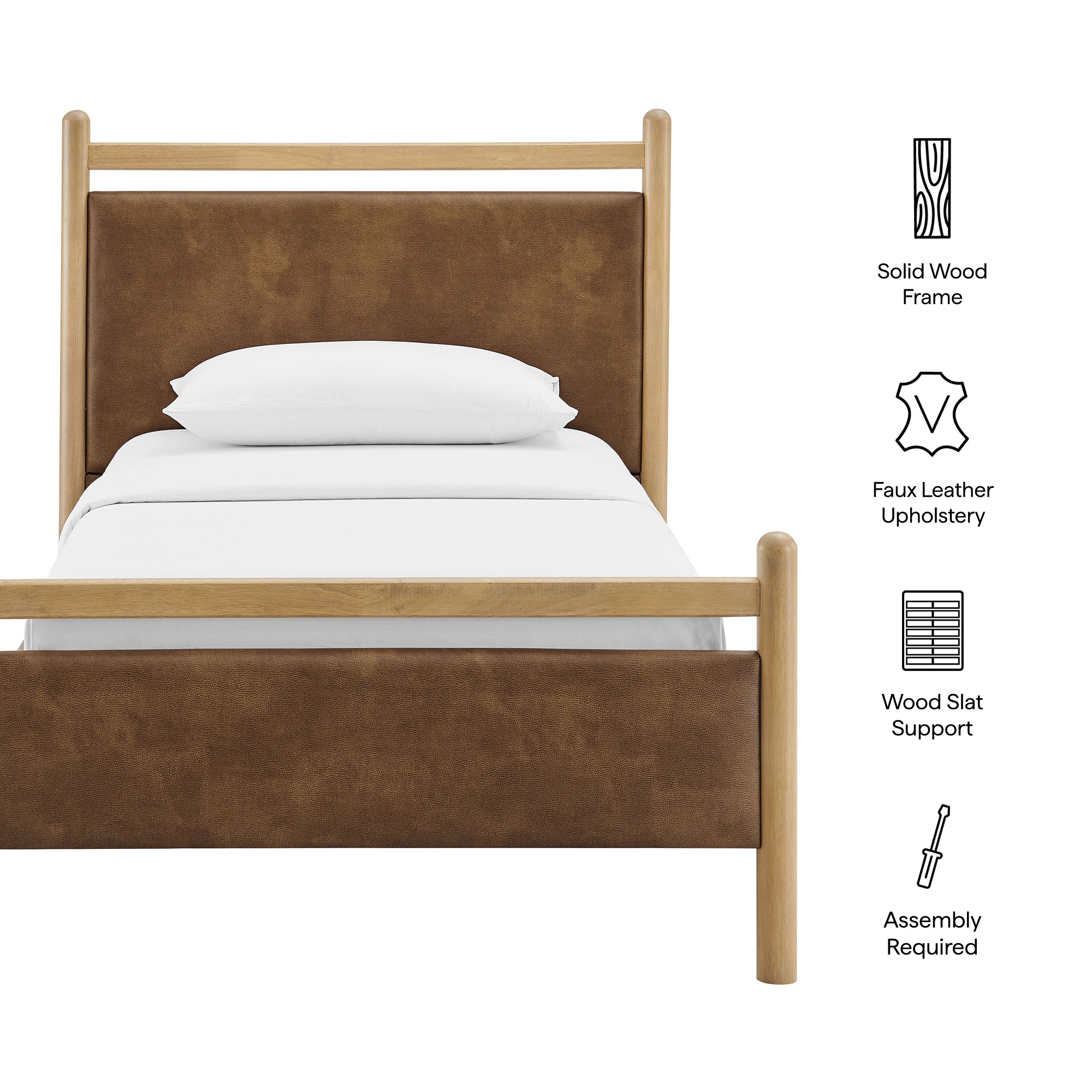 Ginny Size Vegan Leather Platform Bed Frame