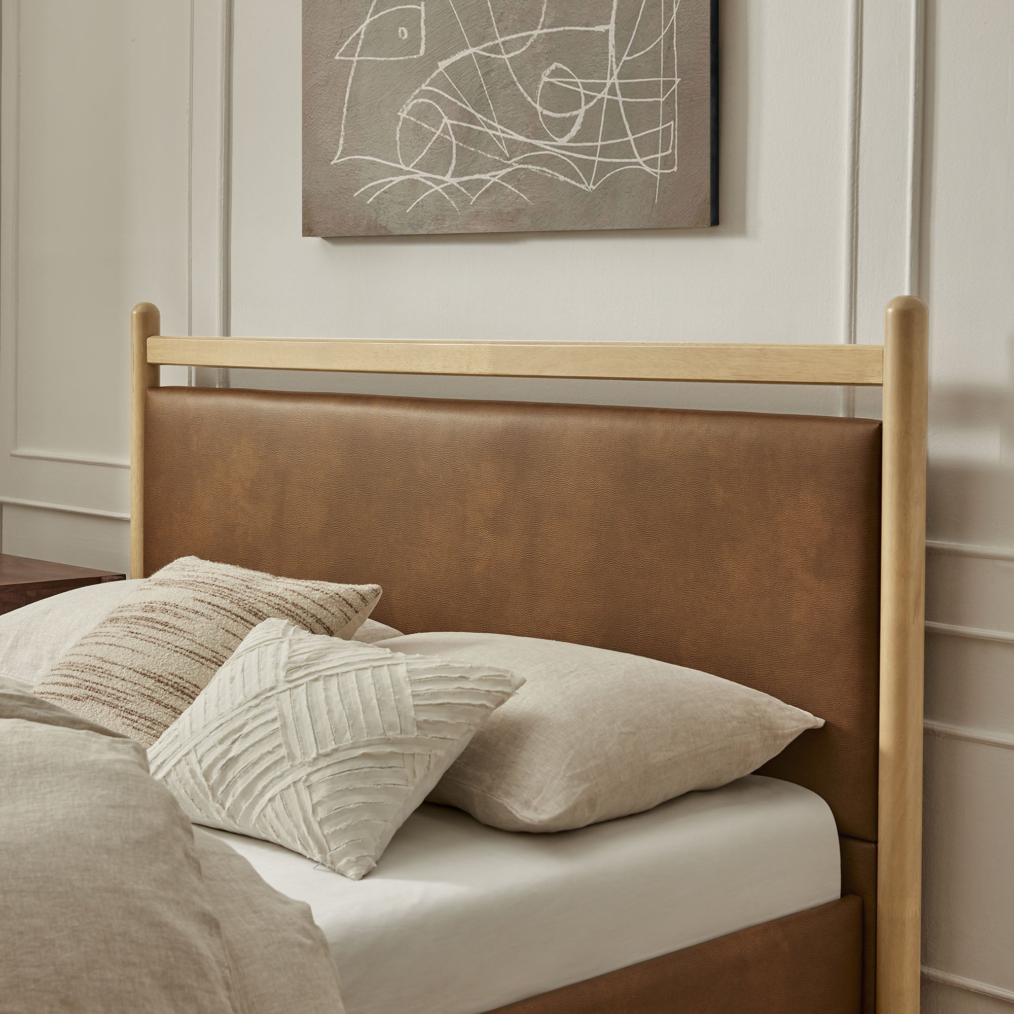 Ginny Size Vegan Leather Platform Bed Frame