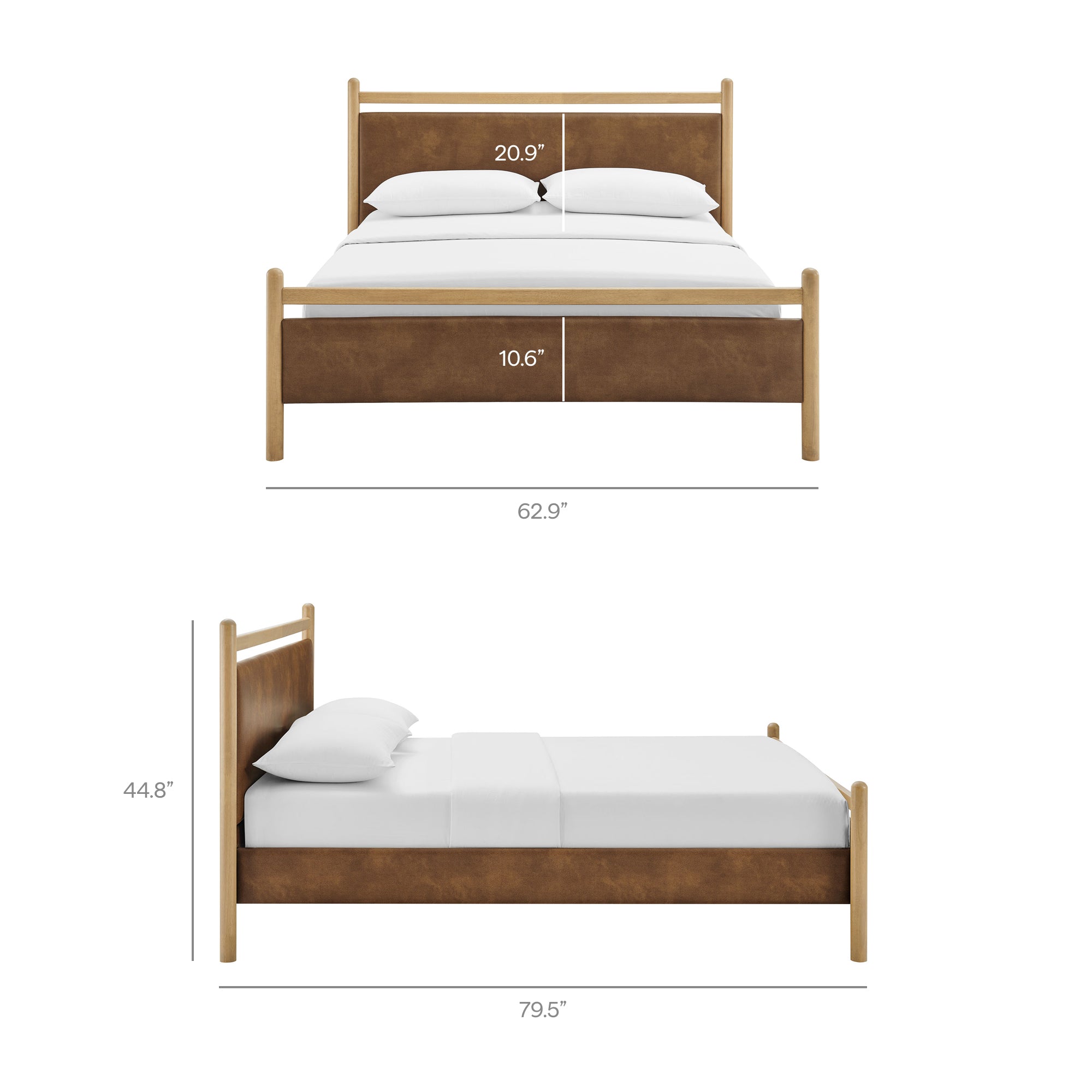Ginny Size Vegan Leather Platform Bed Frame