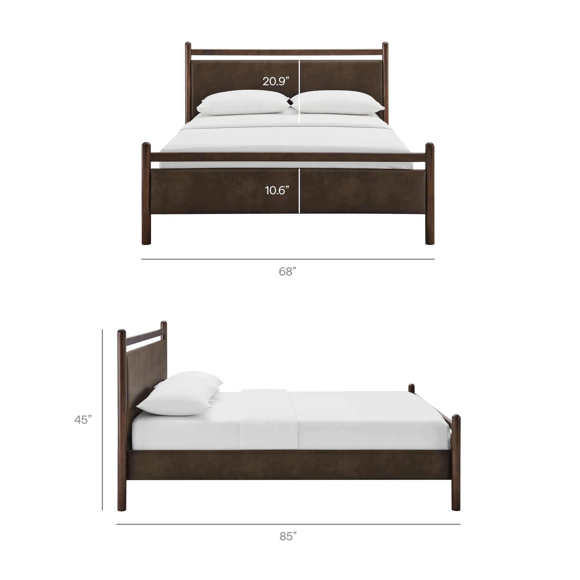 Ginny Size Vegan Leather Platform Bed Frame