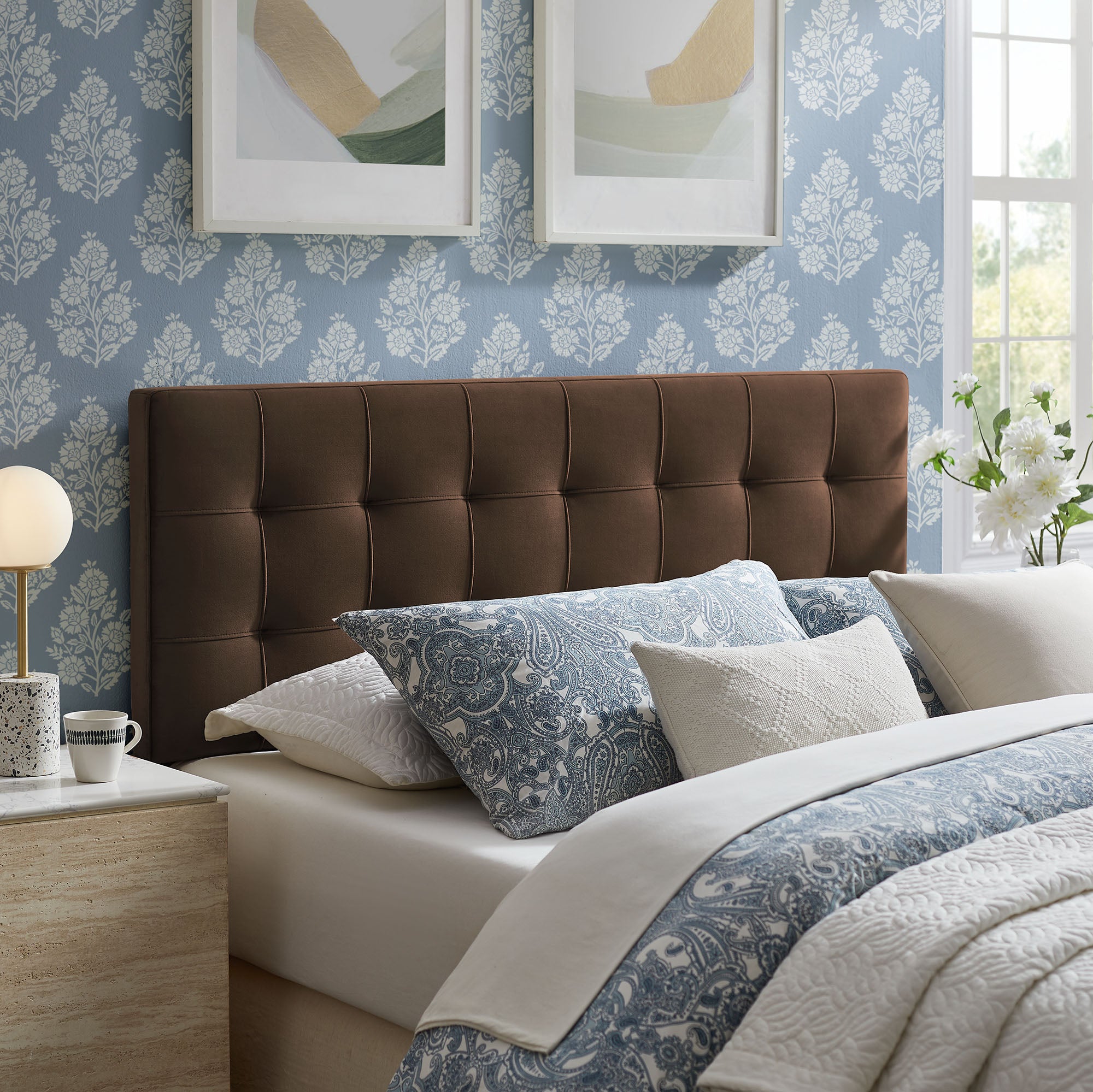 Lily Stain-Resistant Performance Velvet Size Headboard