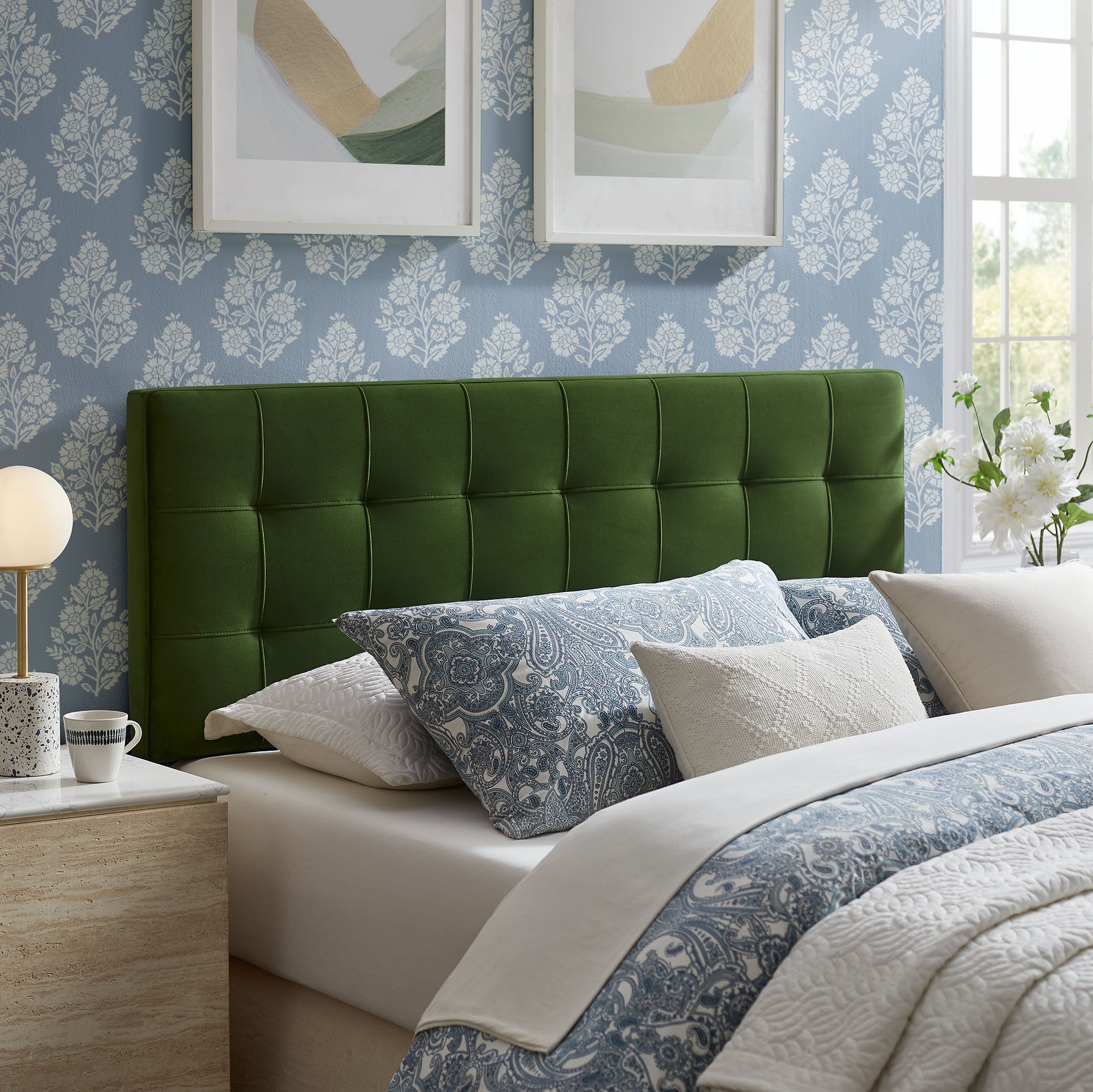 Lily Stain-Resistant Performance Velvet Size Headboard