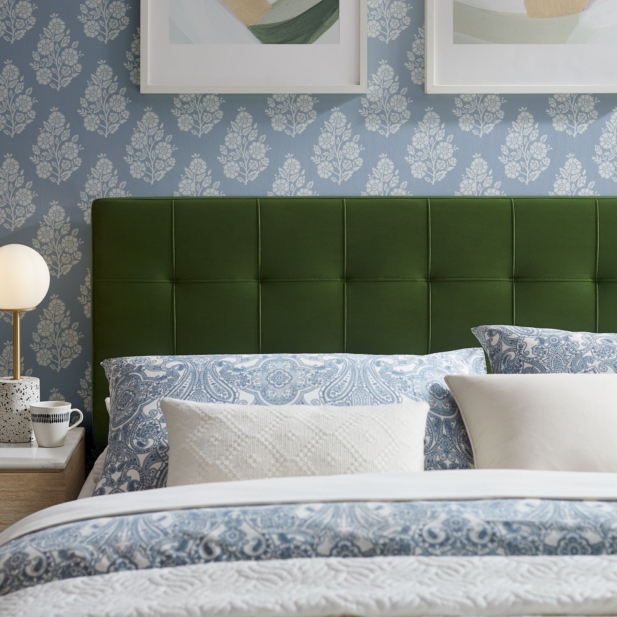 Lily Stain-Resistant Performance Velvet Size Headboard