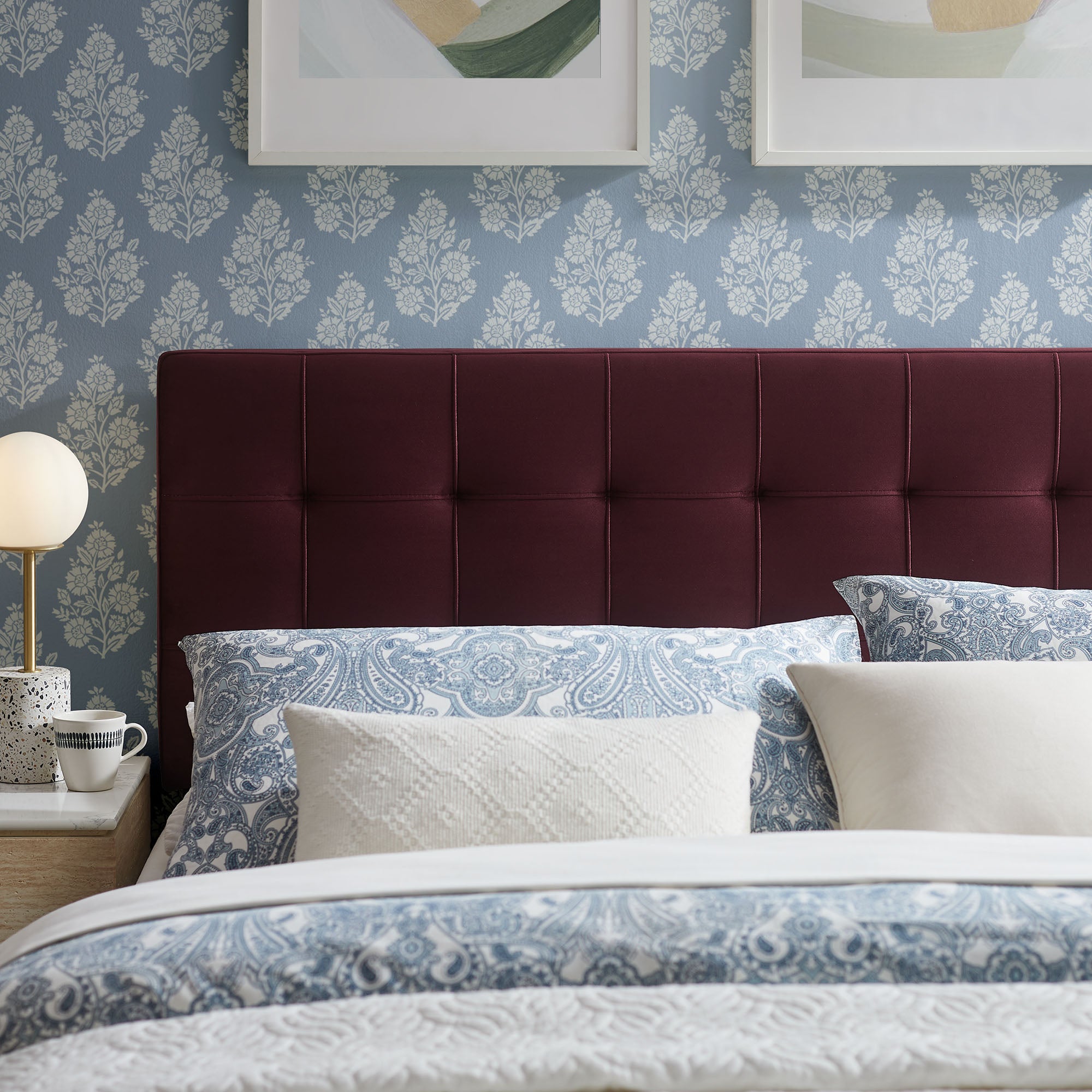 Lily Stain-Resistant Performance Velvet Size Headboard