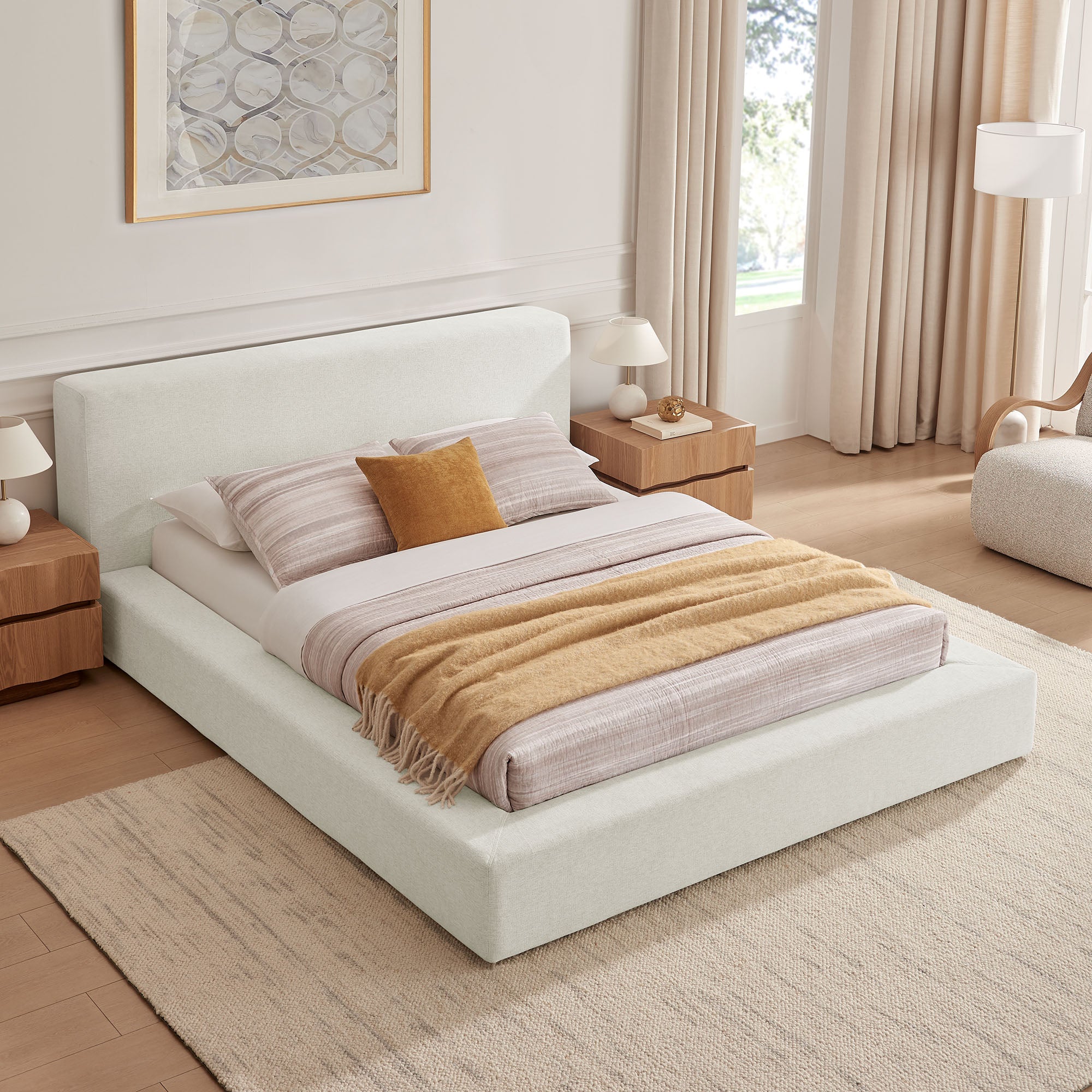 Luma Chenille Upholstered Platform Bed Frame