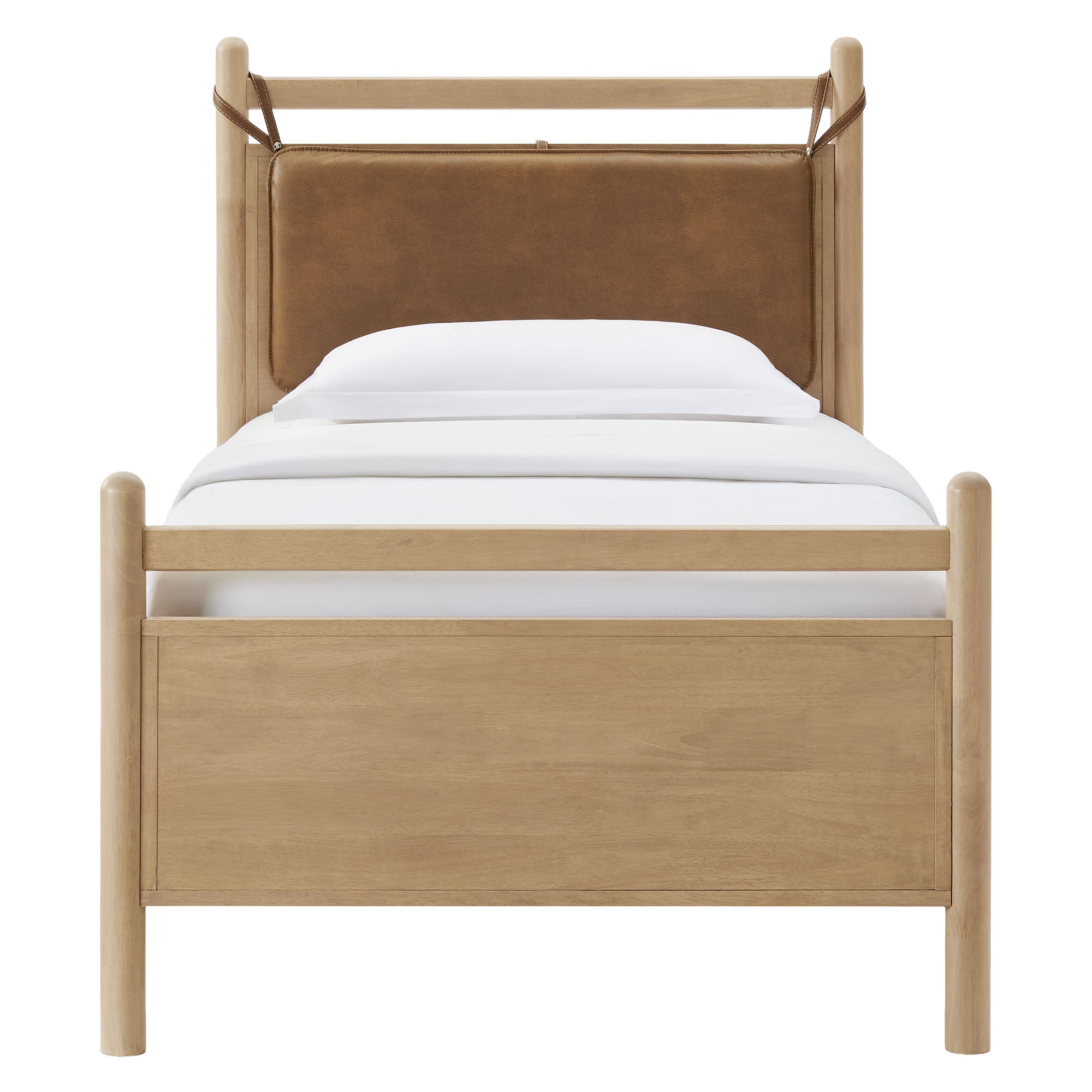 Leni Vegan Leather and Wood Platform Bed Frame