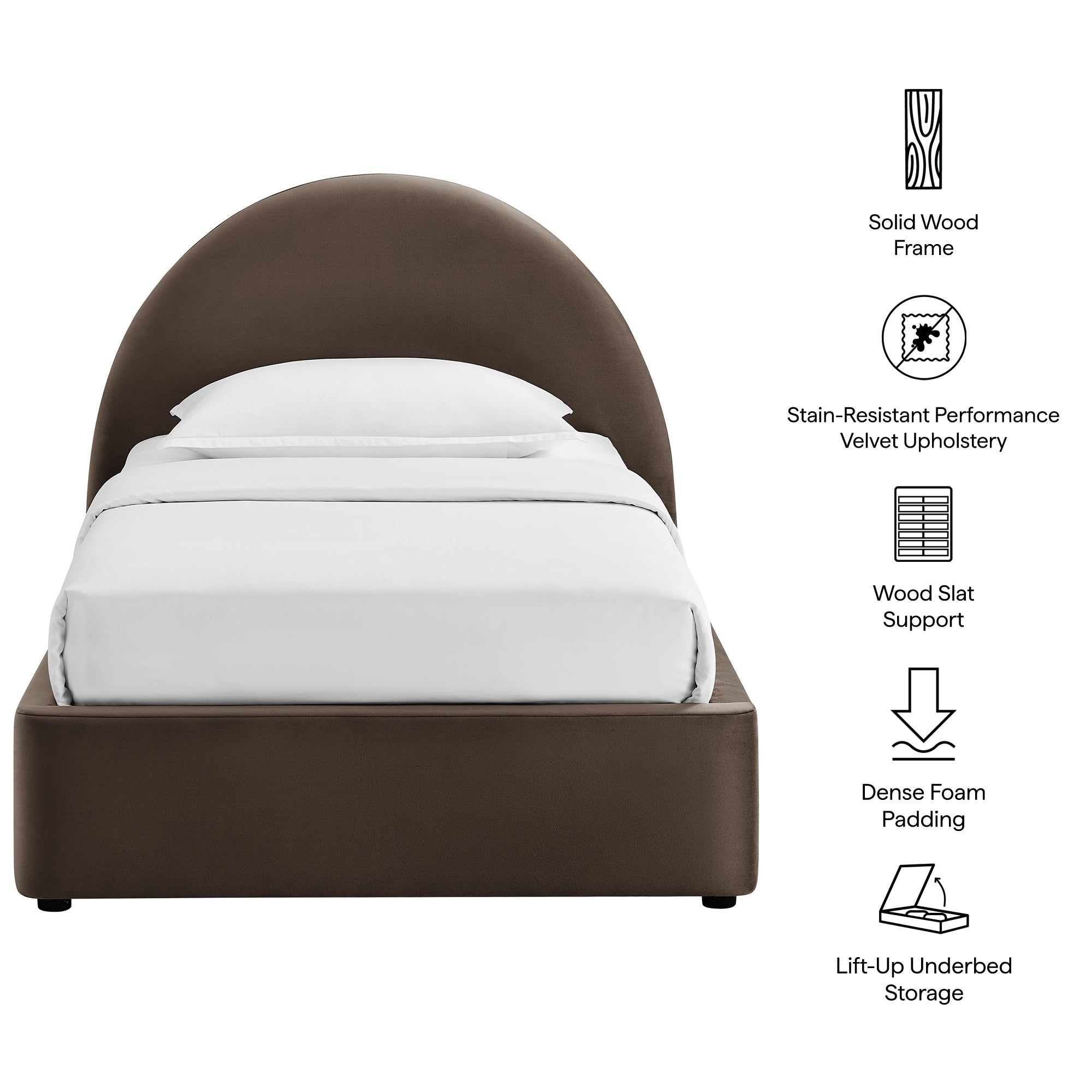 Resort Arched Performance Velvet Storage Platform Bed Frame