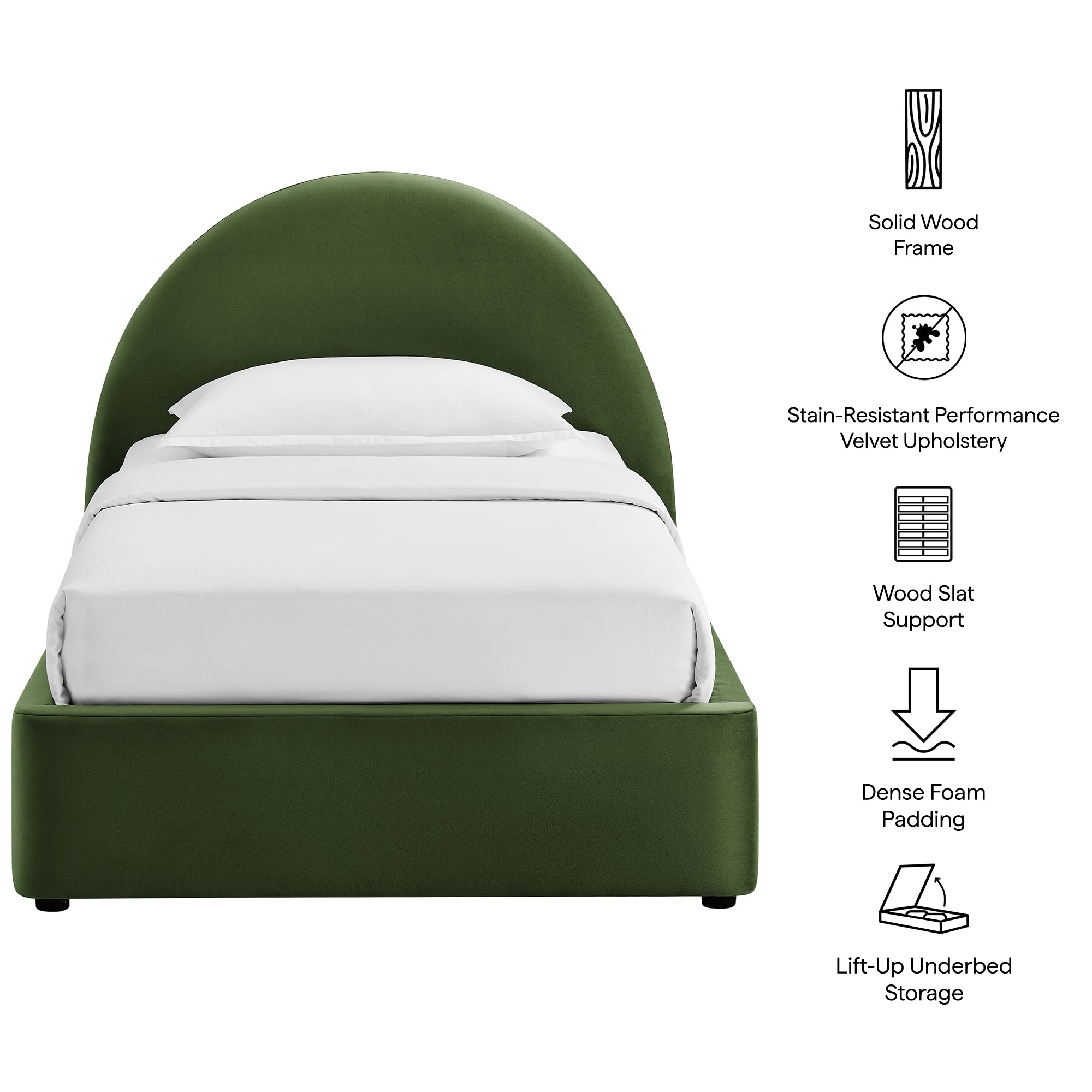 Resort Arched Performance Velvet Storage Platform Bed Frame