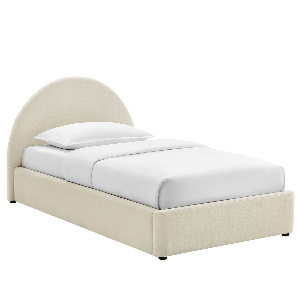 Resort Arched Upholstered Fabric Storage Platform Bed Frame