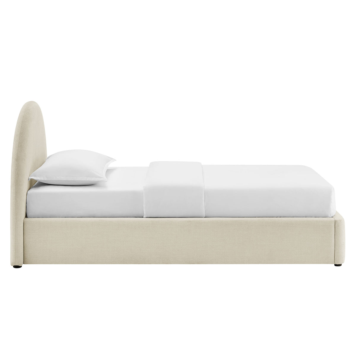 Resort Arched Upholstered Fabric Storage Platform Bed Frame