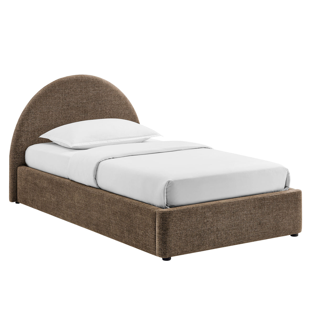 Resort Arched Upholstered Fabric Storage Platform Bed Frame
