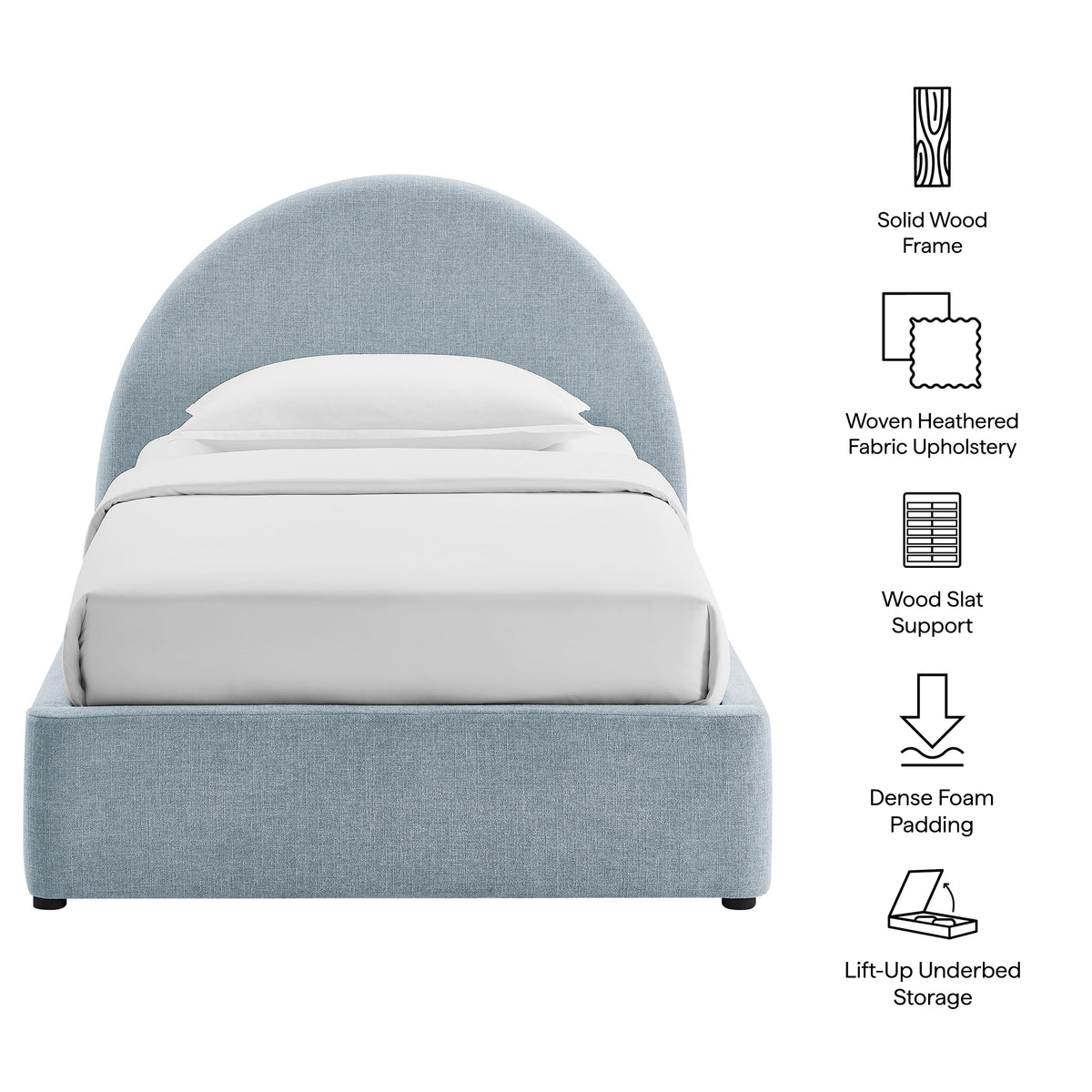 Resort Arched Upholstered Fabric Storage Platform Bed Frame