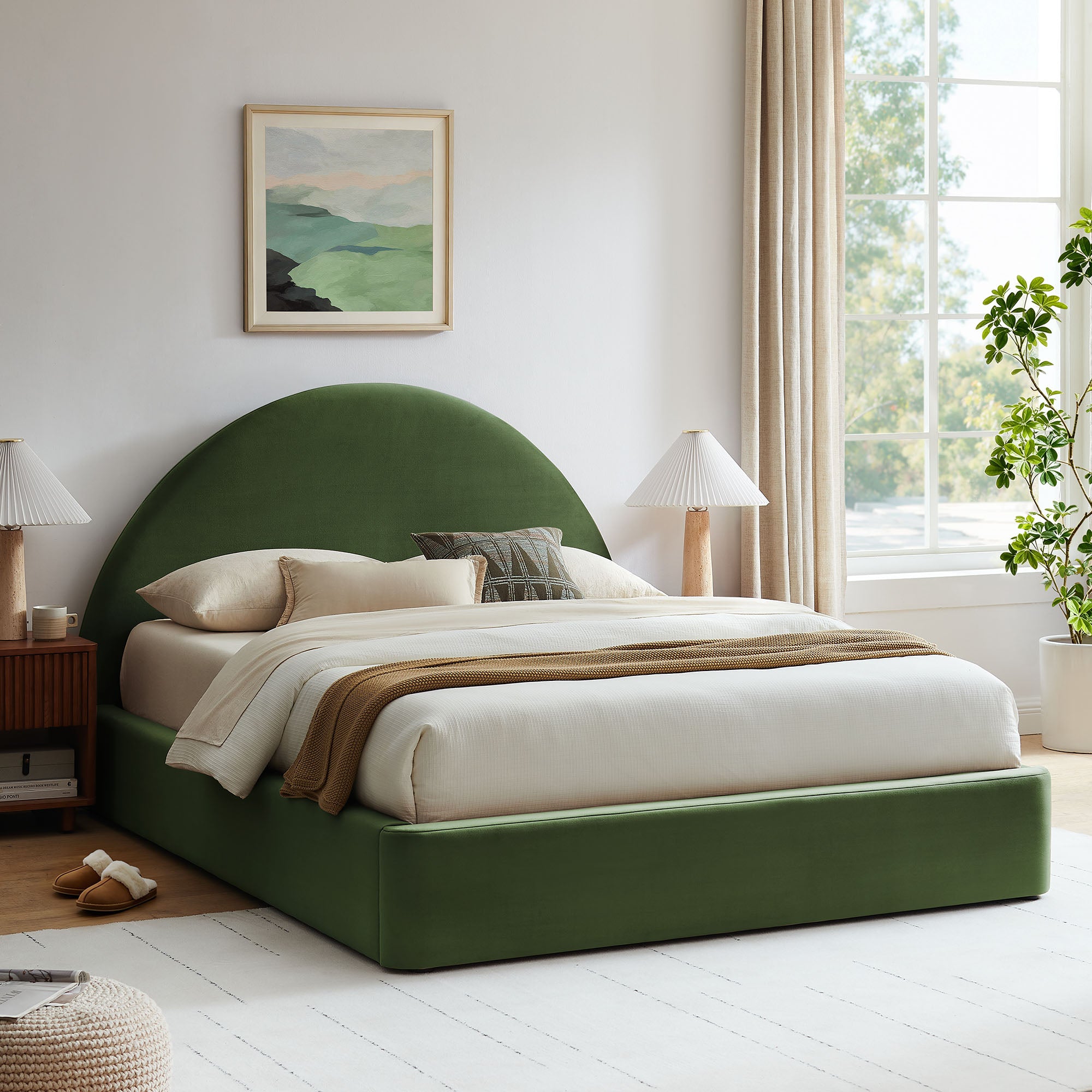 Resort Arched Performance Velvet Storage Platform Bed Frame