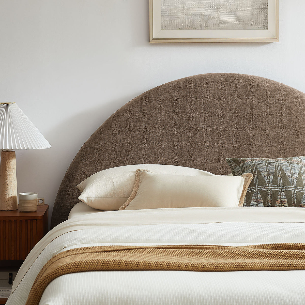 Resort Arched Upholstered Fabric Storage Platform Bed Frame