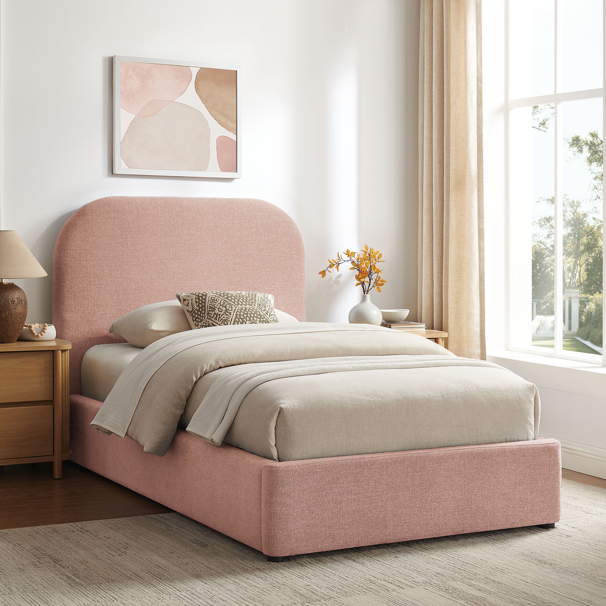 Keynote Fabric Upholstered Storage Platform Bed Frame