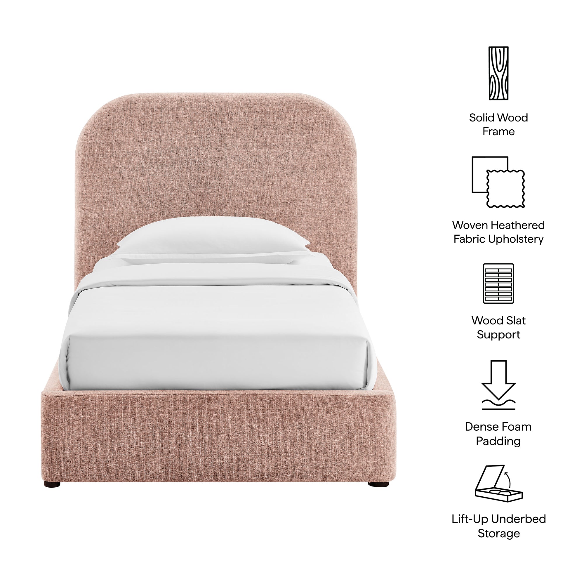 Keynote Fabric Upholstered Storage Platform Bed Frame