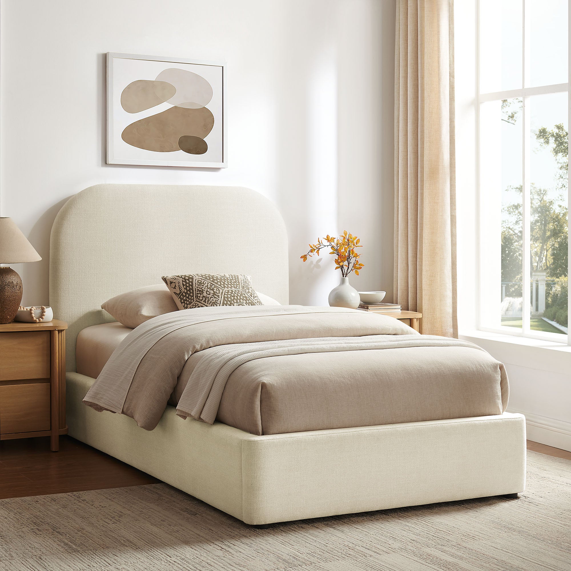 Keynote Fabric Upholstered Storage Platform Bed Frame