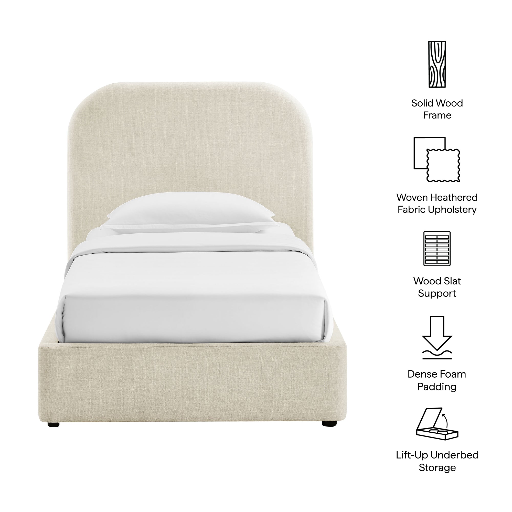 Keynote Fabric Upholstered Storage Platform Bed Frame