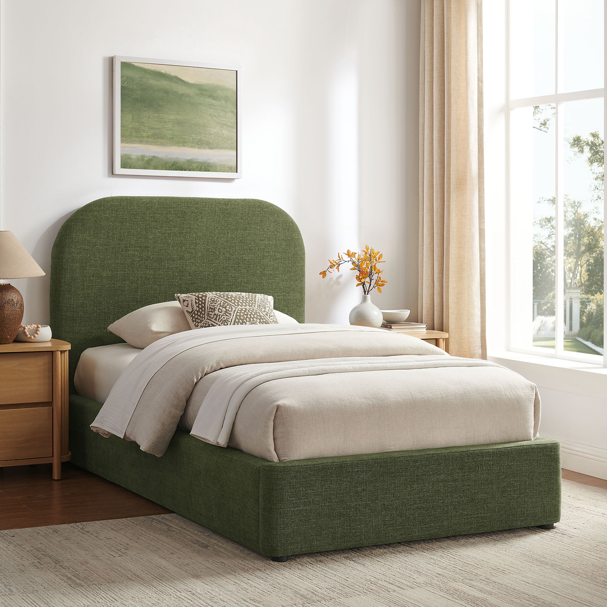 Keynote Fabric Upholstered Storage Platform Bed Frame