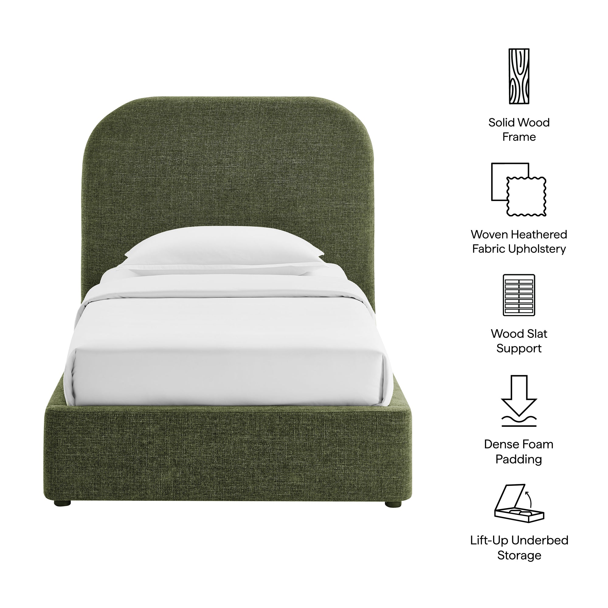Keynote Fabric Upholstered Storage Platform Bed Frame