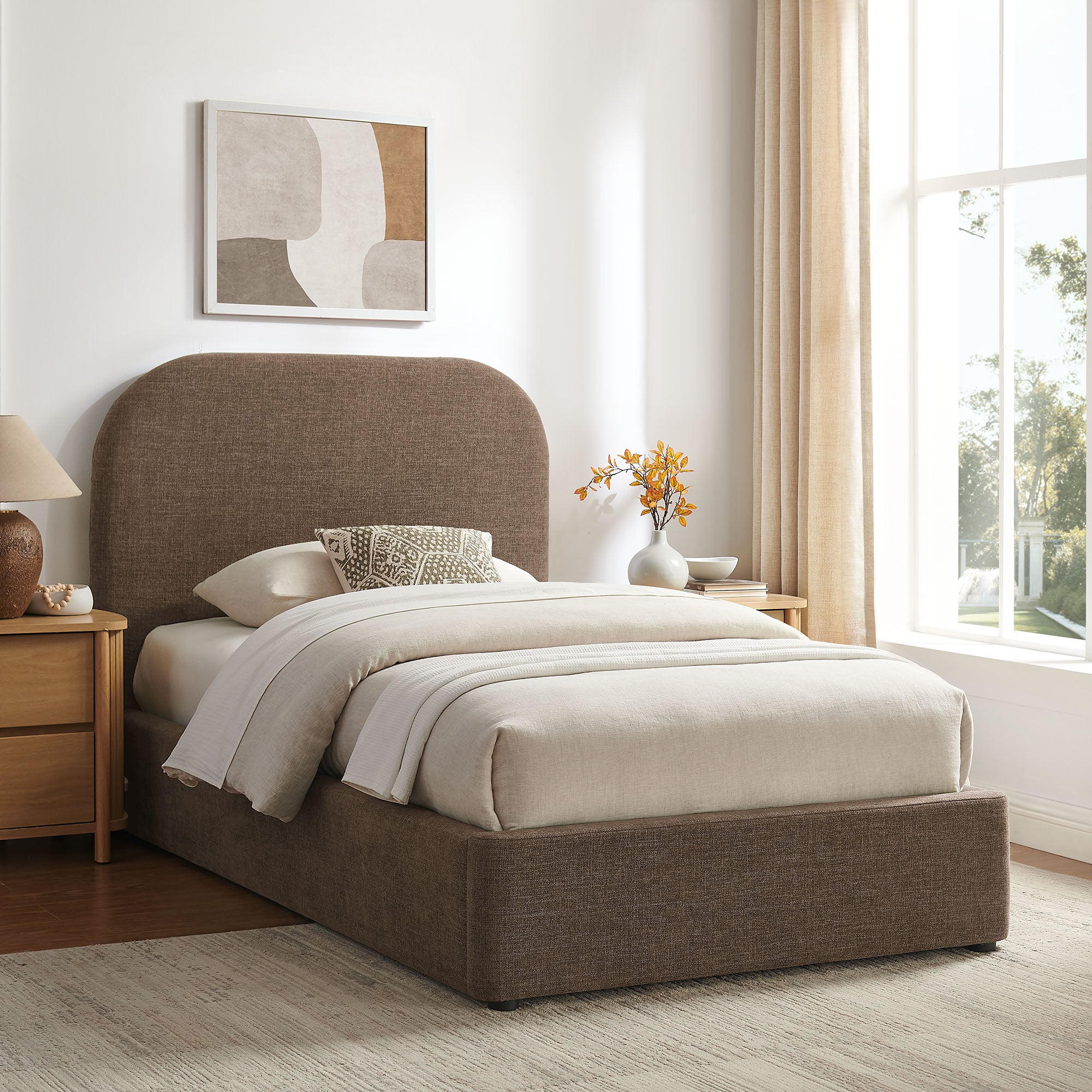 Keynote Fabric Upholstered Storage Platform Bed Frame