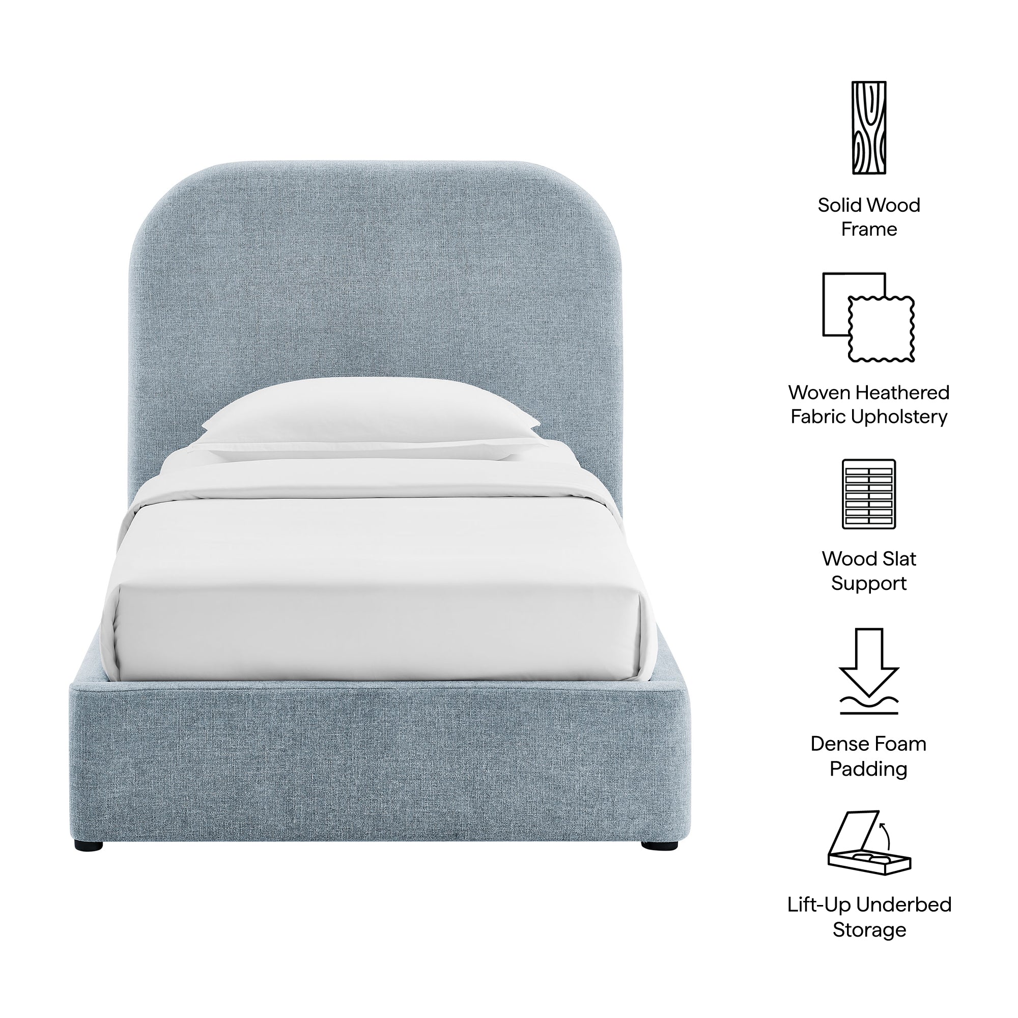 Keynote Fabric Upholstered Storage Platform Bed Frame
