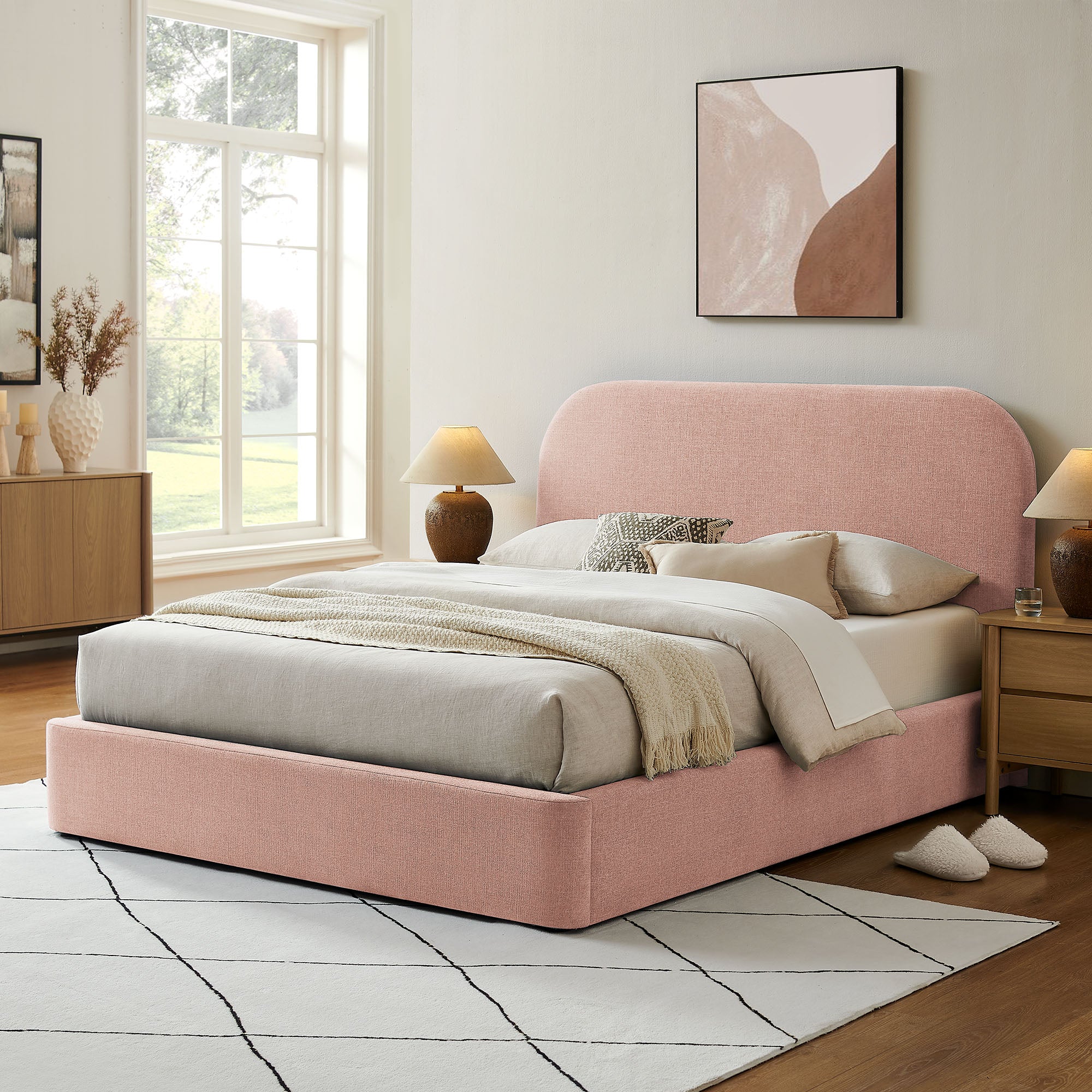 Keynote Fabric Upholstered Storage Platform Bed Frame